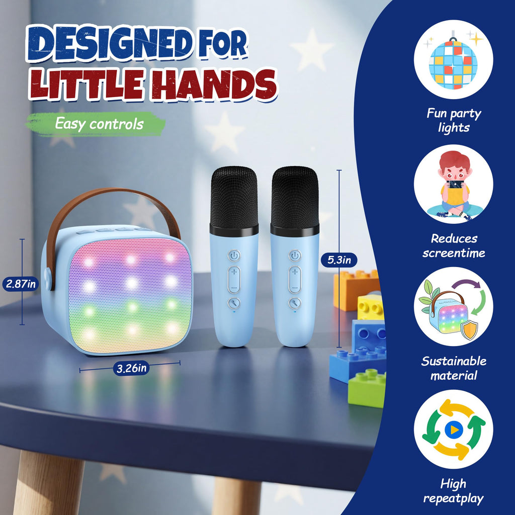 YLL Karaoke Machine for Kids, Portable Mini Speaker with 2 Wireless Microphones, TOP Kids Gifts for Girls Ages 3, 4, 5, 6, 7, 8, 9, 10+ Years Old, 4-12th Birthday Singing Present Toy Party (Purple)