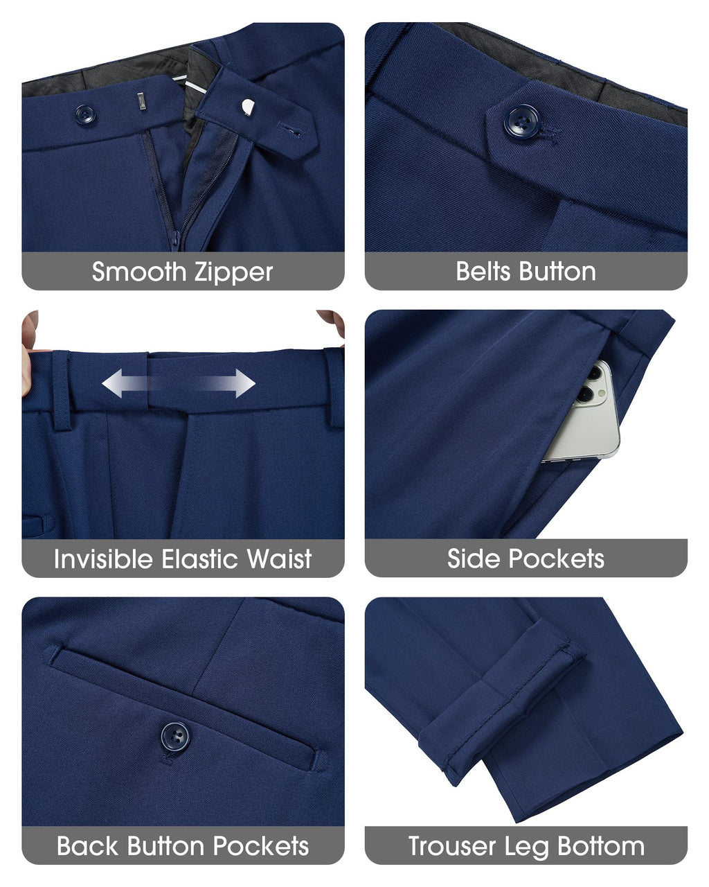 Men's Slim Fit 3 Piece Suits Two Button Blazer Vest & Pants Tuxedo Set for Business Wedding Party