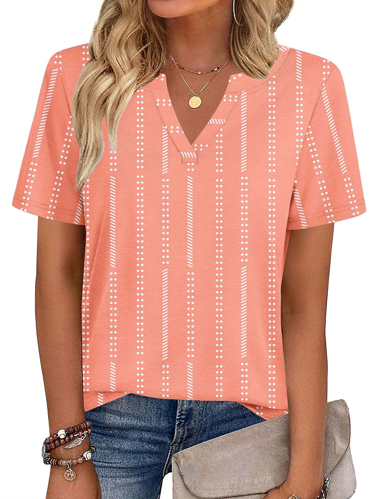Zeagoo Womens Tops Short Sleeve V Neck Tee Shirts Cute Dressy Casual Clothing Business Work Blouse