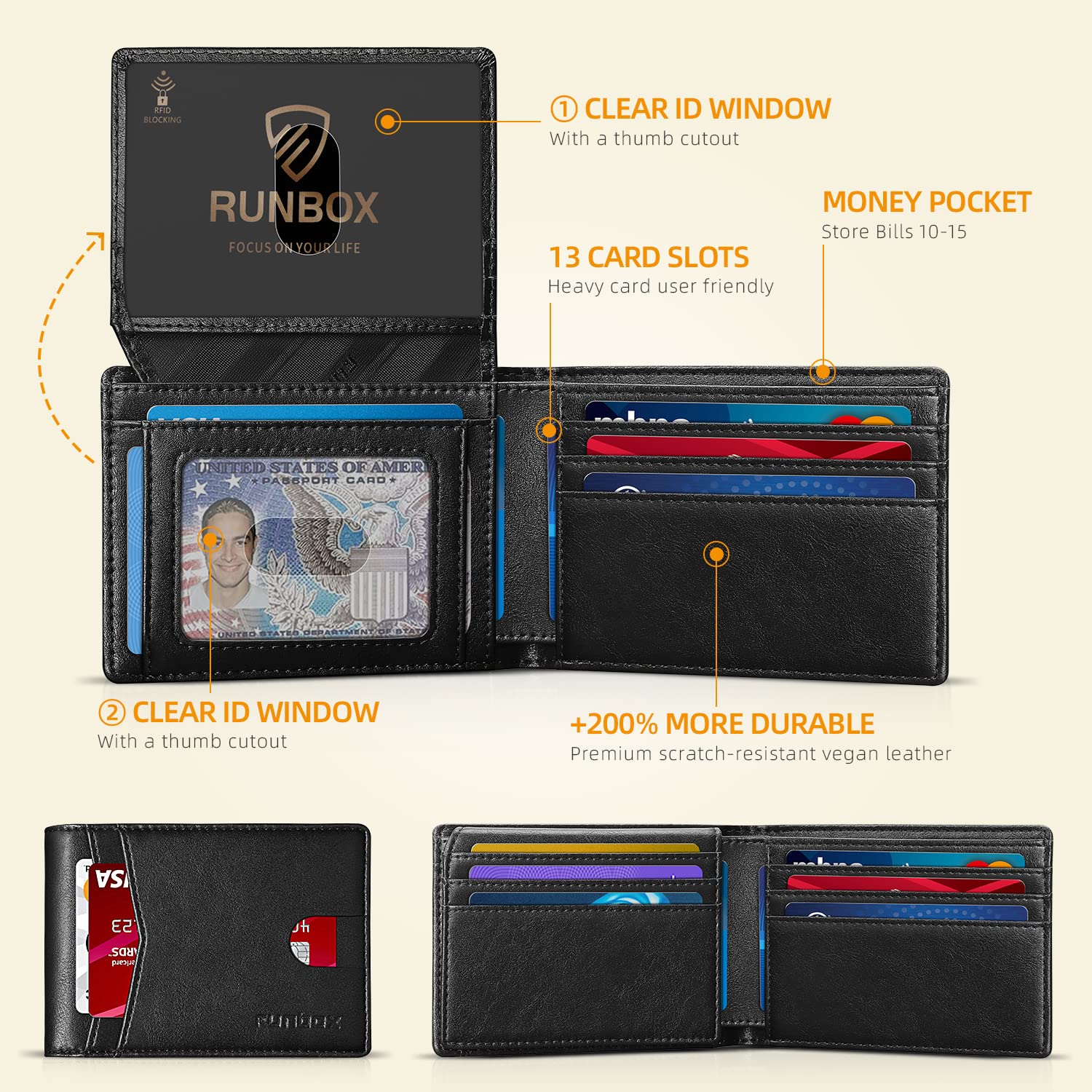Wallet for Men -Slim Rfid Leather Mens Bifold Novelty Wallets 2 ID Window With Gift Box Men's Accessories | Slim
