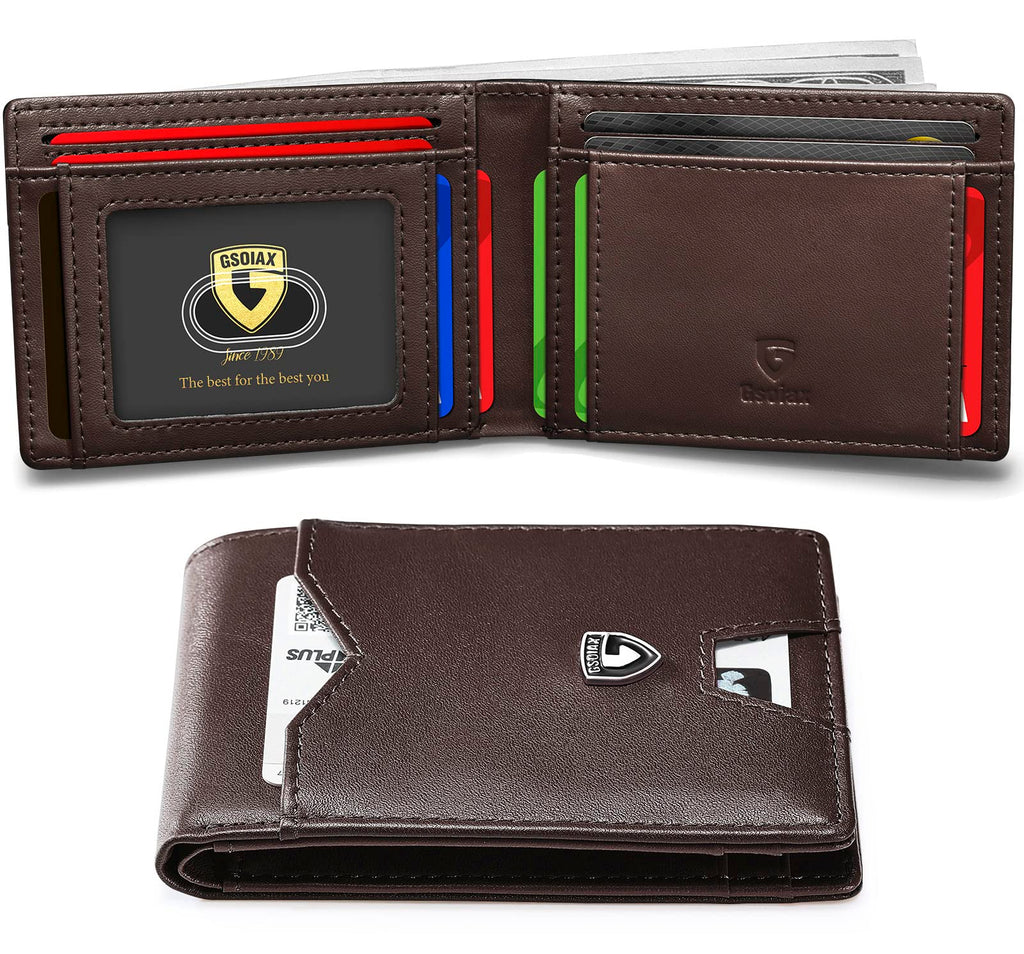 Slim Wallet for Men Rfid Blocking Leather Bifold Front Pocket Carbon Fiber Men's Money Clips Credit Card Holder With Gift Box