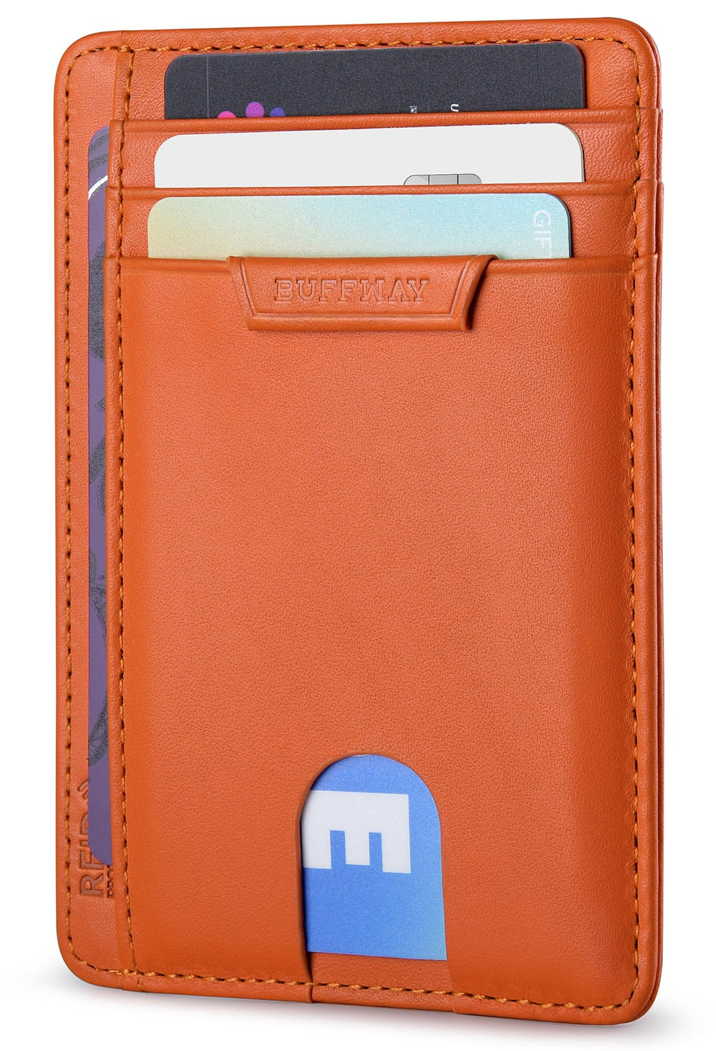 Slim Minimalist Front Pocket RFID Blocking Leather Wallets for Men and Women - Carbon Fiber Black