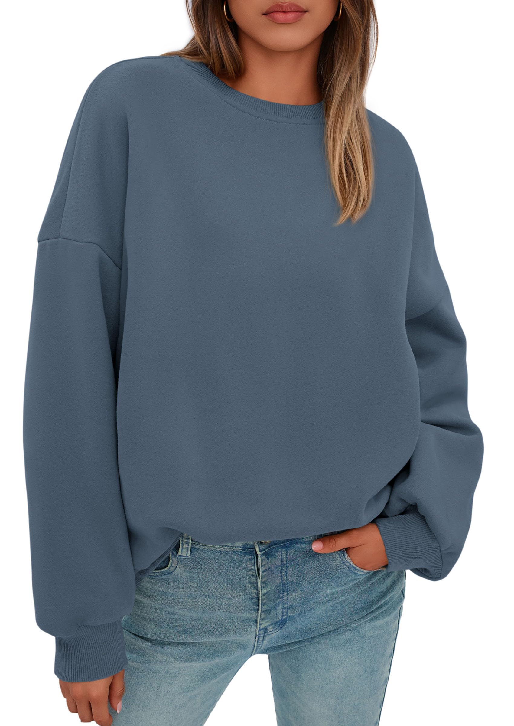 Sweatshirt for Women Oversized Crewneck Long Sleeve Pullover Fleece Top 2026 Fall Winter Fashion Outfits Clothes