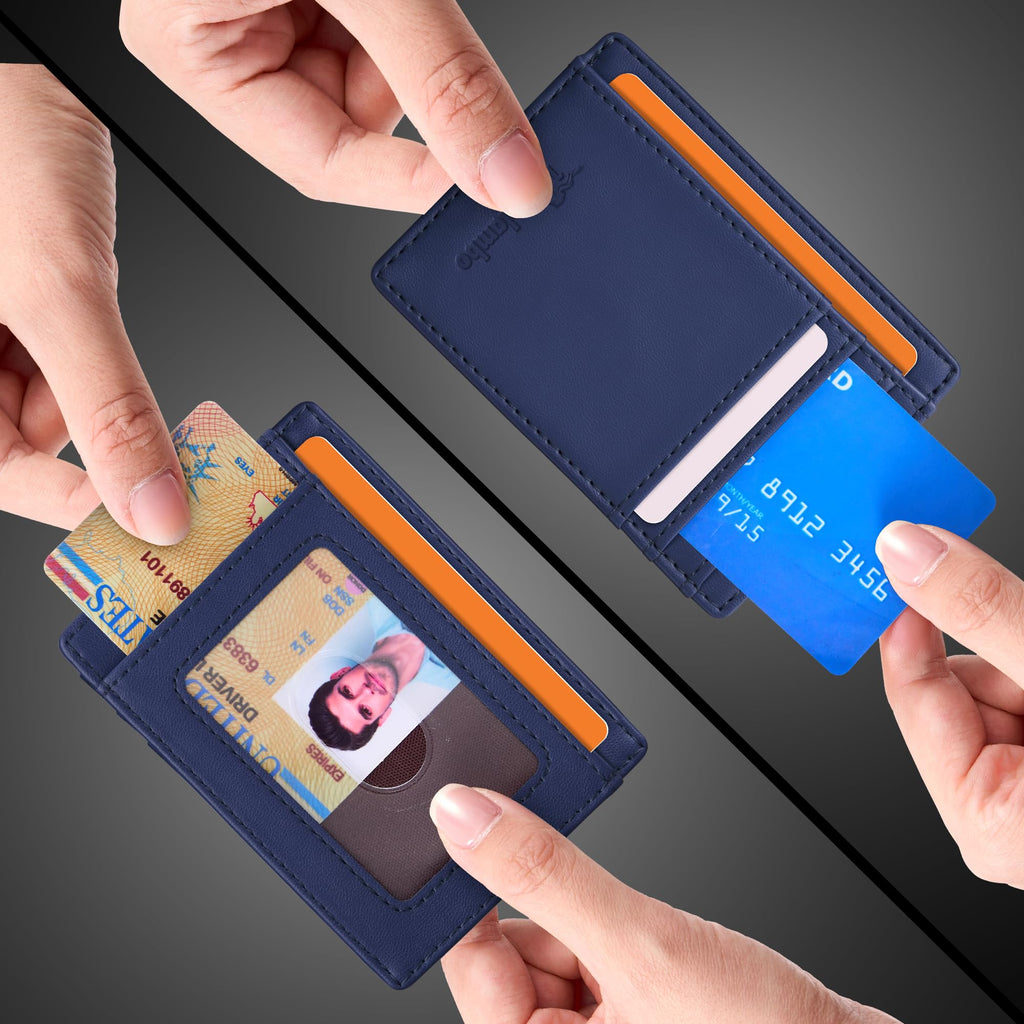 Slim Wallet Front Pocket Minimalist Leather RFID Blocking Medium Size