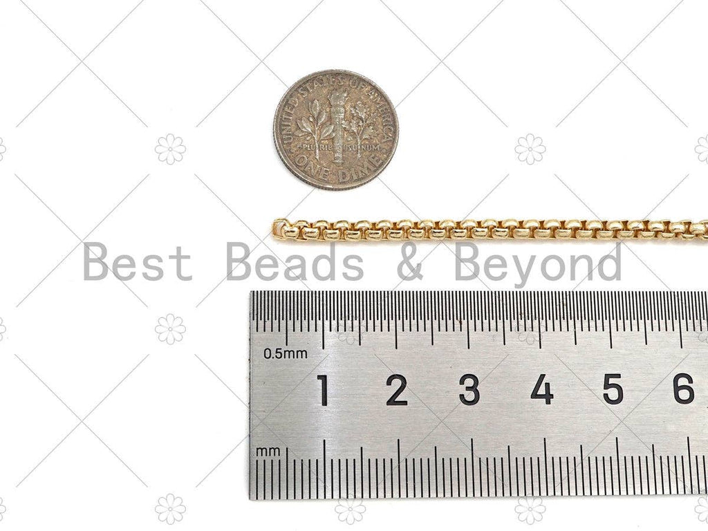 3mm High Quality Gold/Silver Round Box Chain, sku#M393