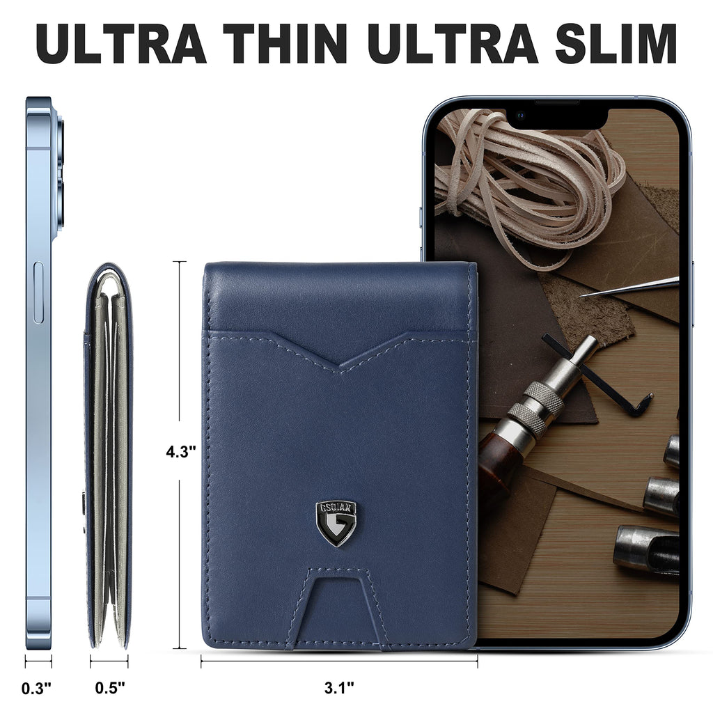 Slim Wallet for Men Rfid Blocking Leather Bifold Front Pocket Carbon Fiber Men's Money Clips Credit Card Holder With Gift Box