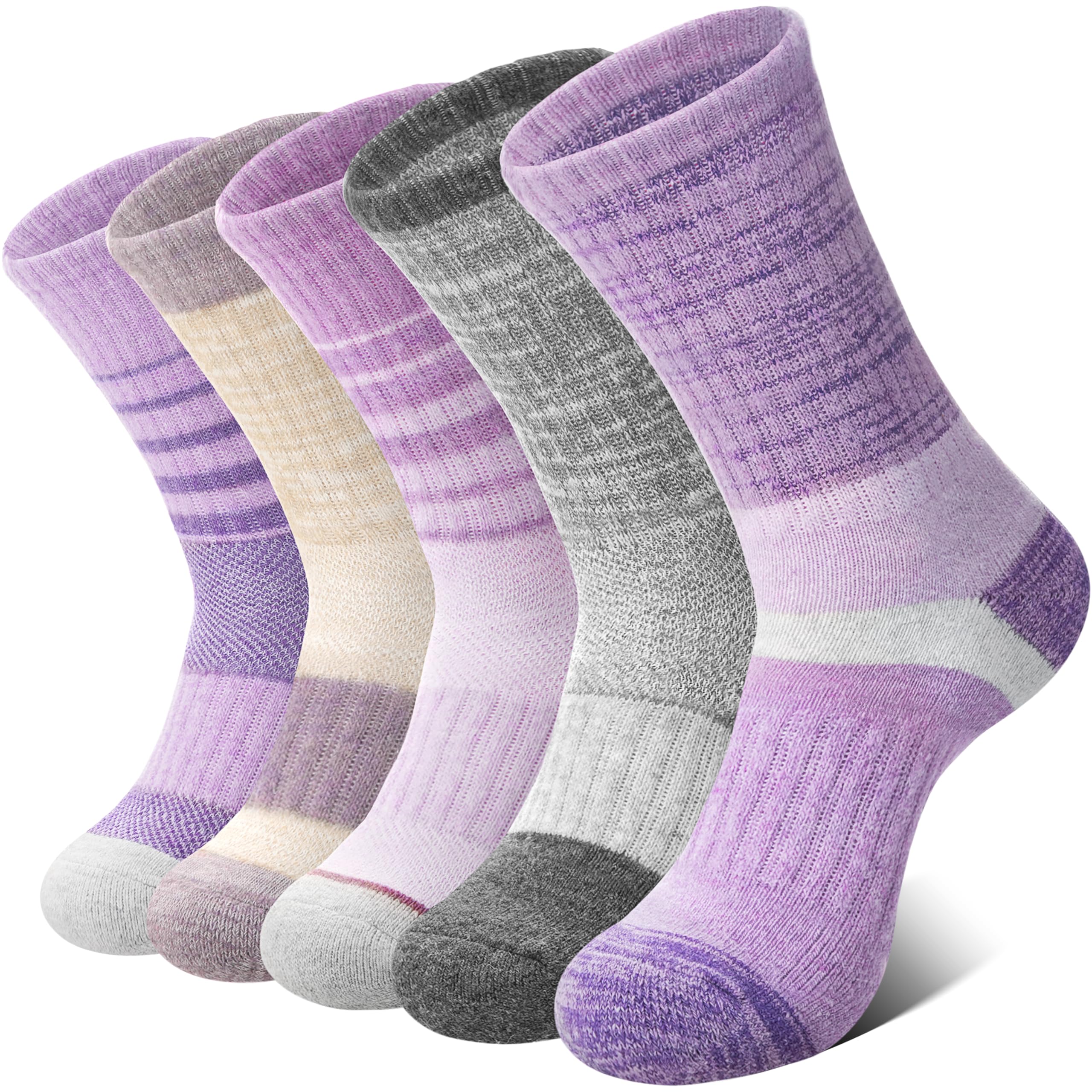 Merino Wool Hiking Socks for Women Thermal Winter Warm Boot Work Cushion Socks 5 Pairs
