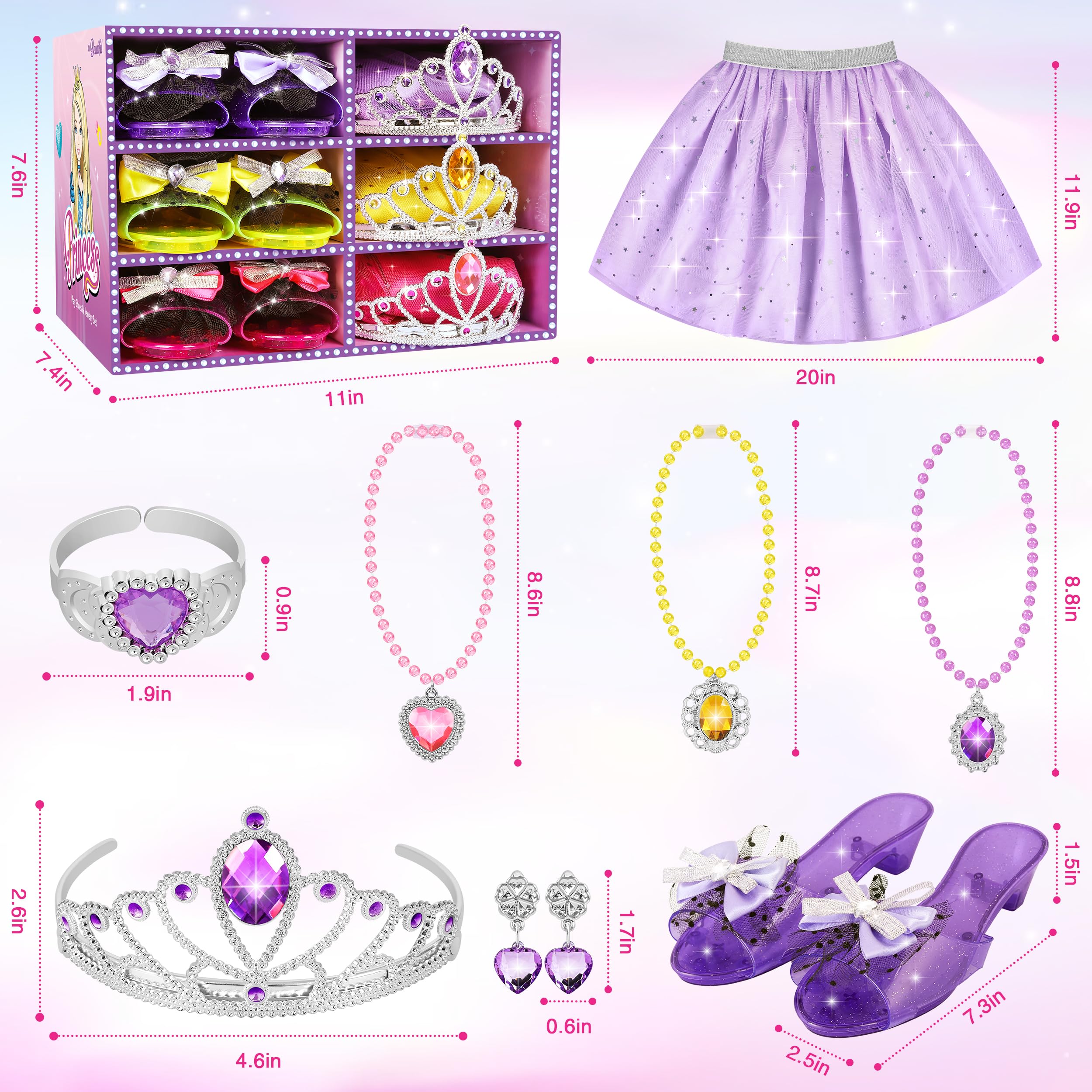 LJZJ Princess Dress Up Toys & Jewelry Boutique, Girls Role Play Gift for 3+ Year Old Girl Toddler B-Day Party Favors