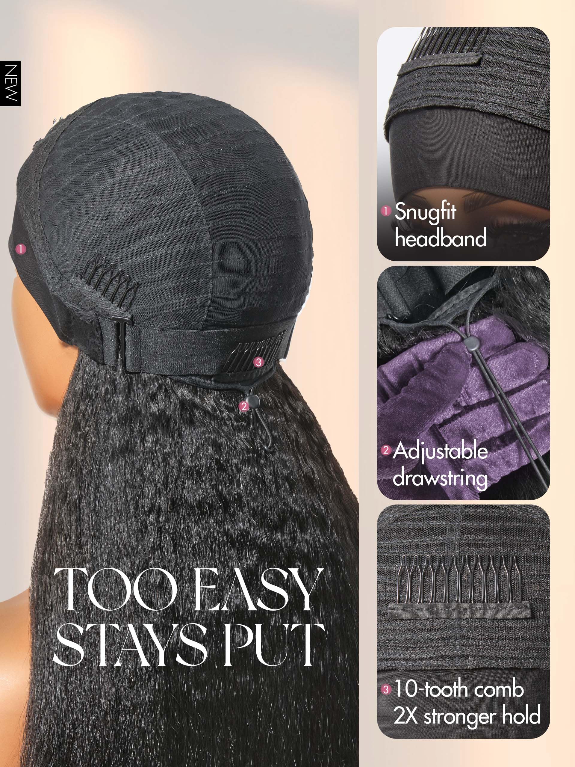 HAIR Headband Wig Human Hair Kinky Straight Drawstring Half Wig for Black Women 100% Real Human Hair Glueless None Lace Wigs Brazilian Virgin Hair Machine Made Wig 200 Density Natural Color