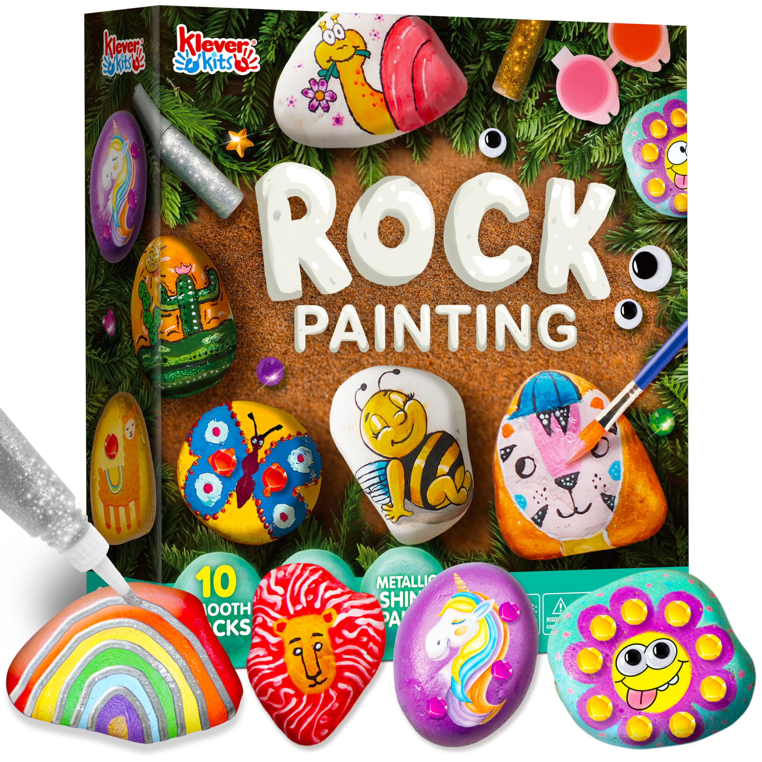Rock Painting Kit- Glow in The Dark Rock Kit, Arts and Crafts for Kids Ages 6-12, Art Supplies Toy , Kids Craft Paint Kits, Arts & Crafts for Boys Girls Birthday Party Gift Toy