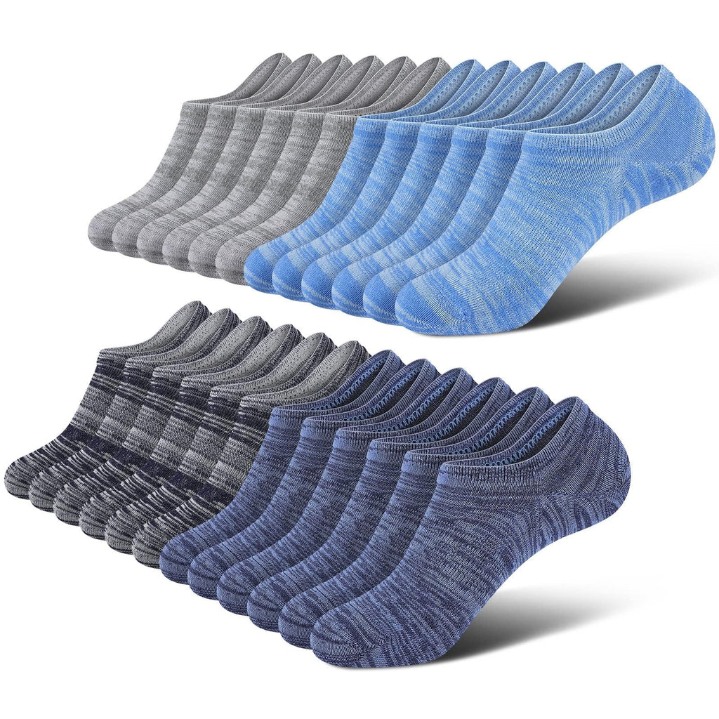 No Show Socks Men, Low Cut Ankle Short Casual Cotton Socks with Non Slip Grips 6-10/11-13