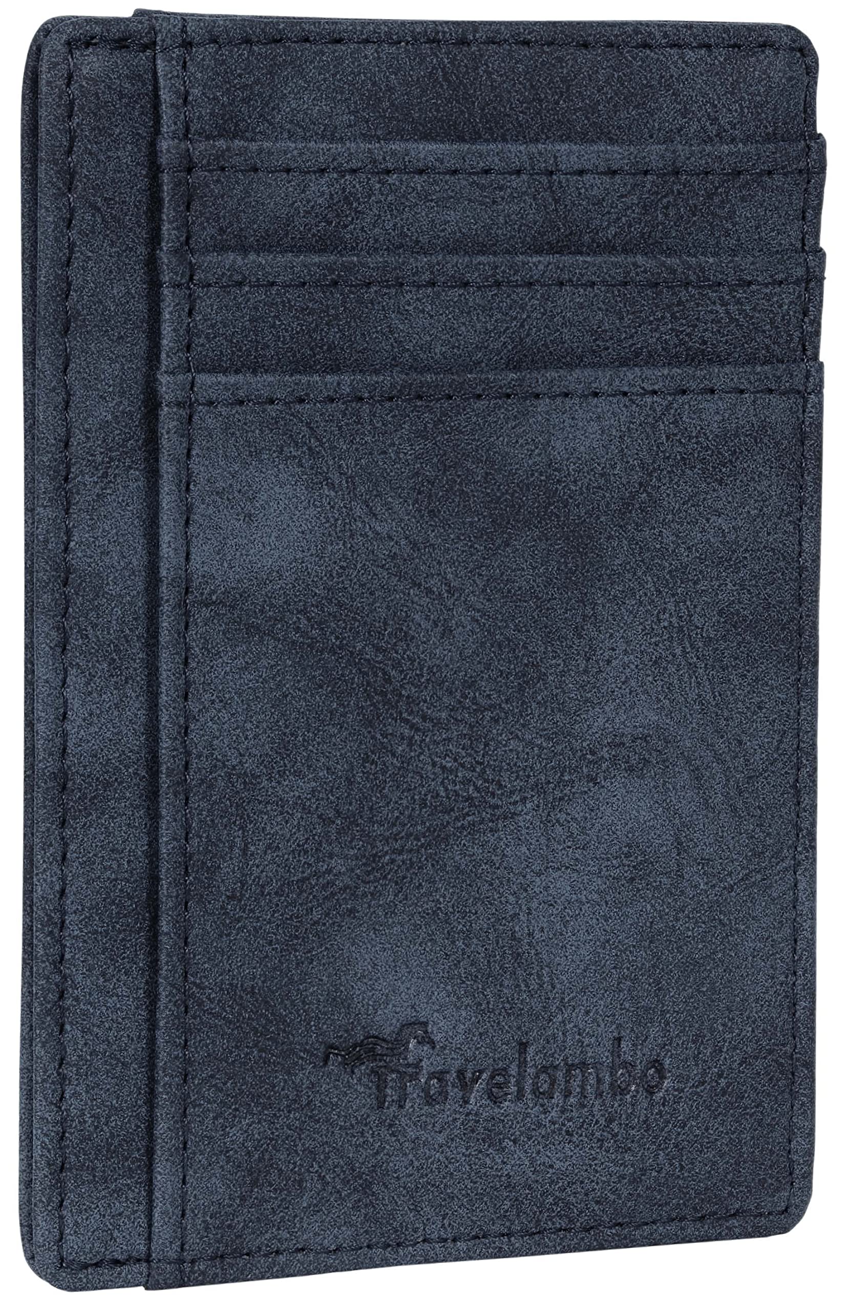 Slim Wallet Front Pocket Minimalist Leather RFID Blocking Medium Size