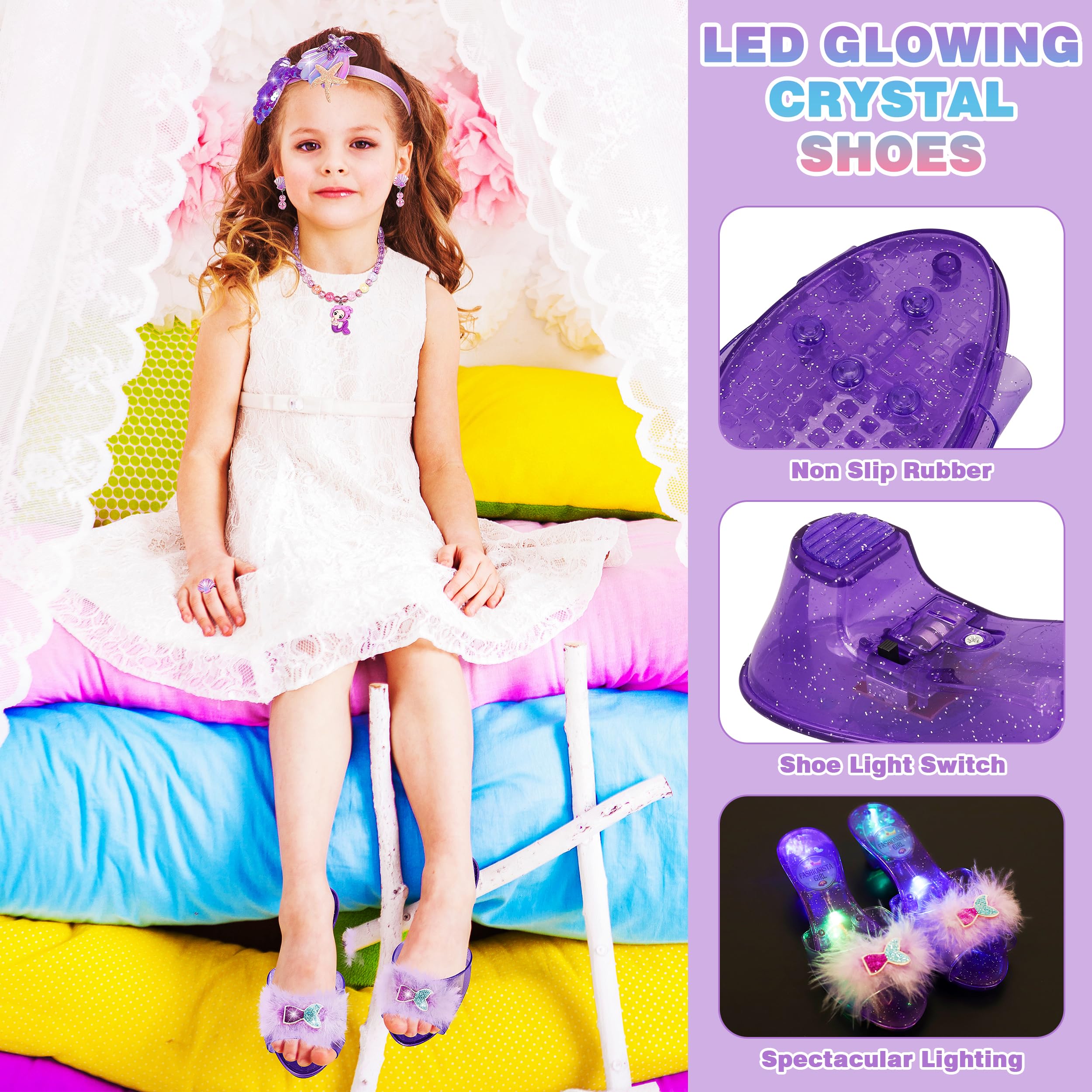 LJZJ Princess Dress Up Toys & Jewelry Boutique, Girls Role Play Gift for 3+ Year Old Girl Toddler B-Day Party Favors