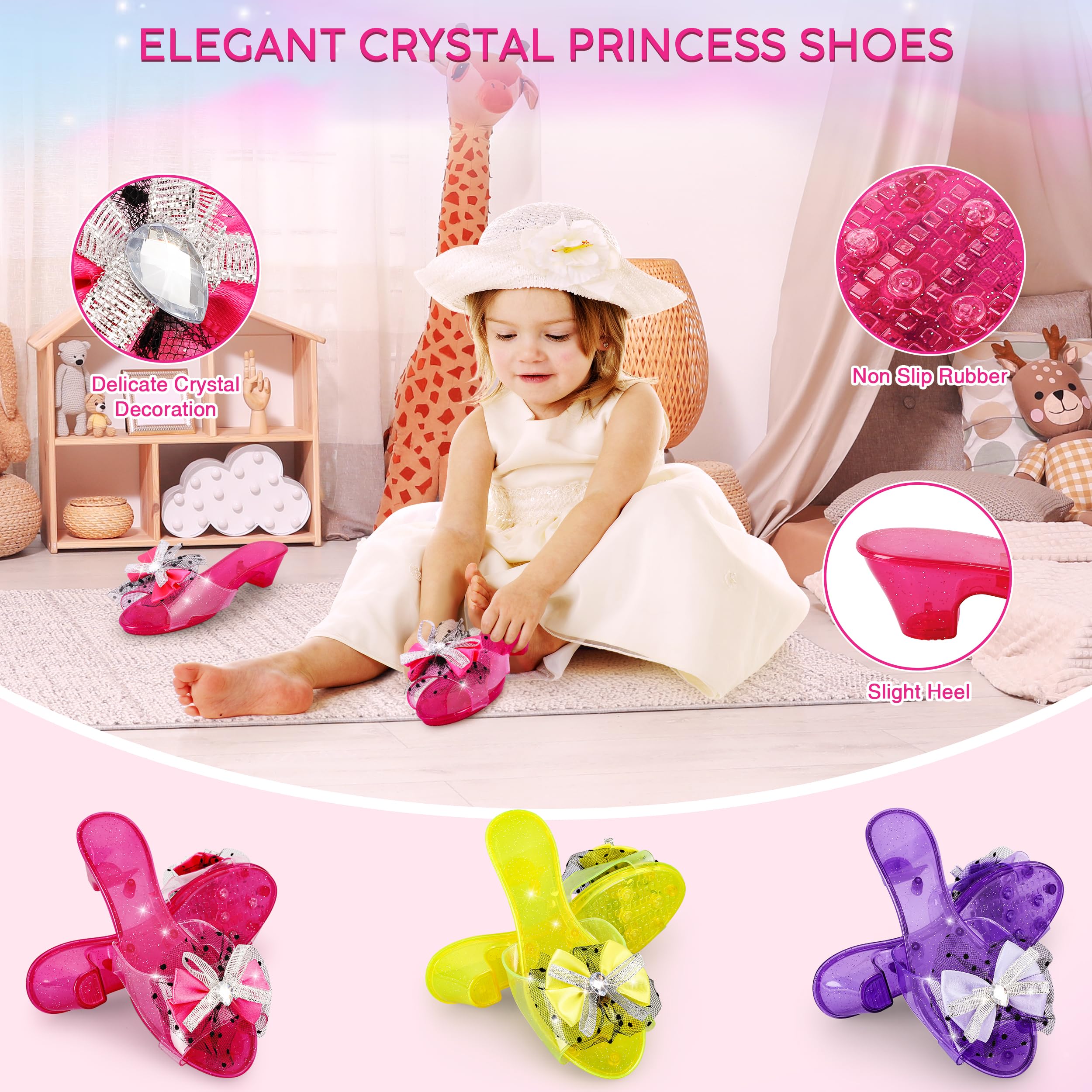 LJZJ Princess Dress Up Toys & Jewelry Boutique, Girls Role Play Gift for 3+ Year Old Girl Toddler B-Day Party Favors