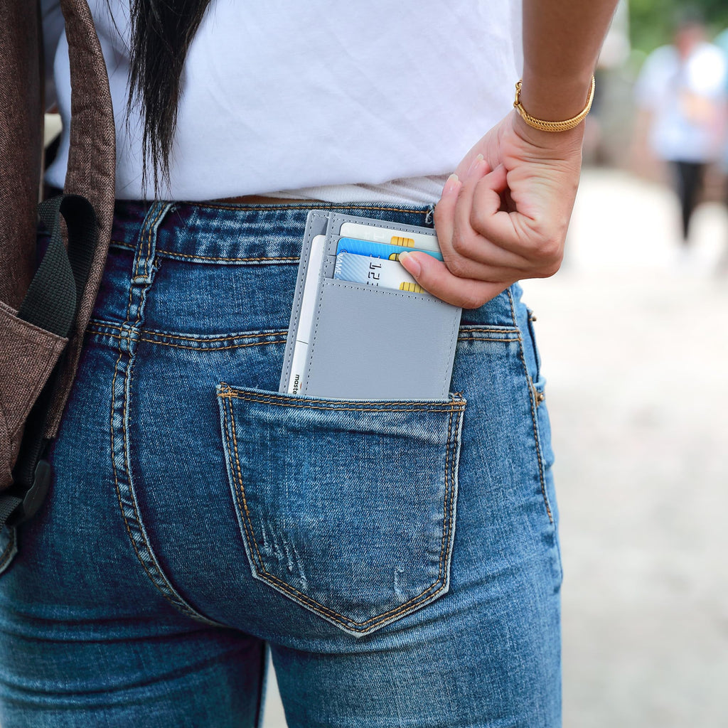 Slim Wallet Front Pocket Minimalist Leather RFID Blocking Medium Size