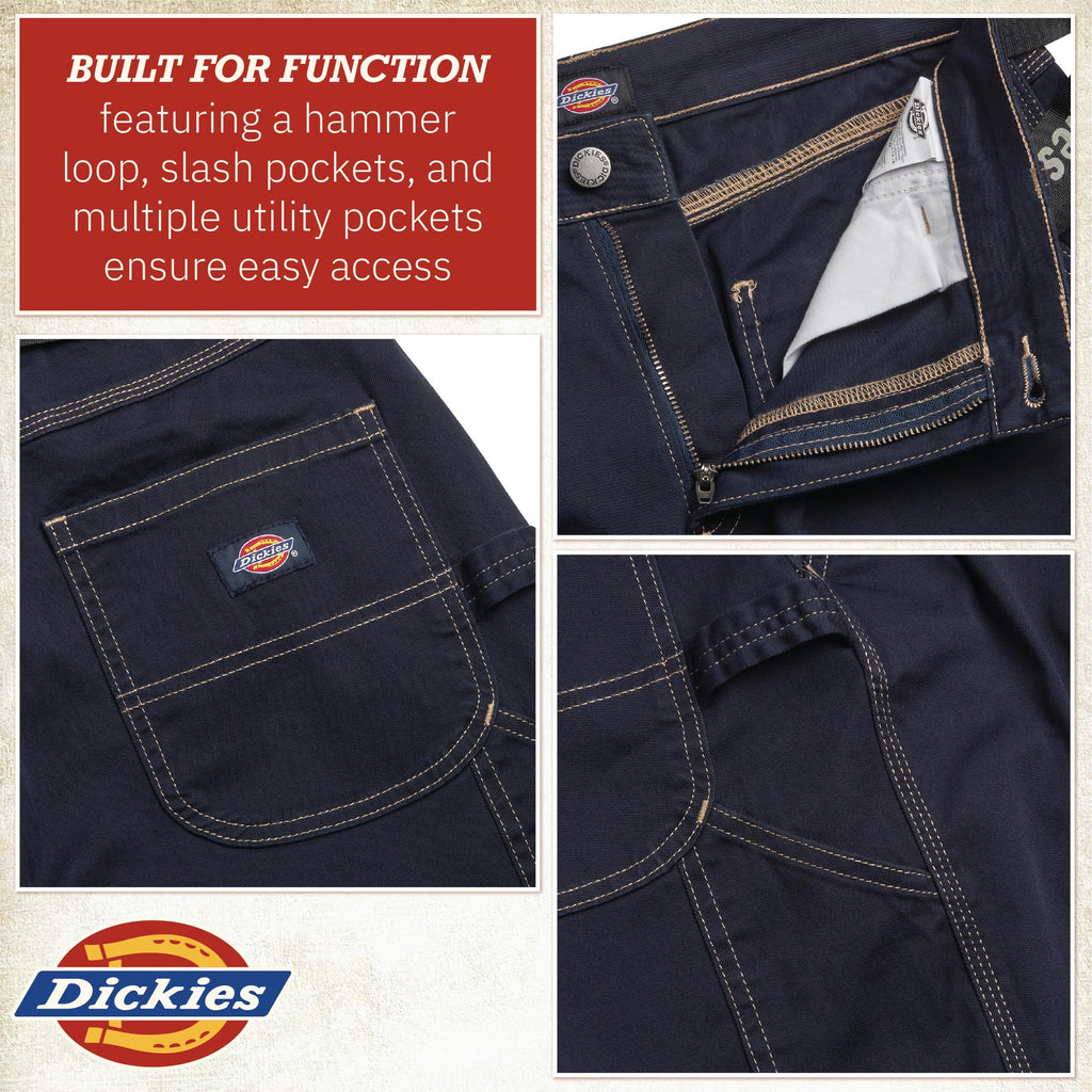 Dickies Womens Work Pants with Belt - Relaxed Fit Straight Leg High Waisted Carpenter Pants for Women with Utility Pockets