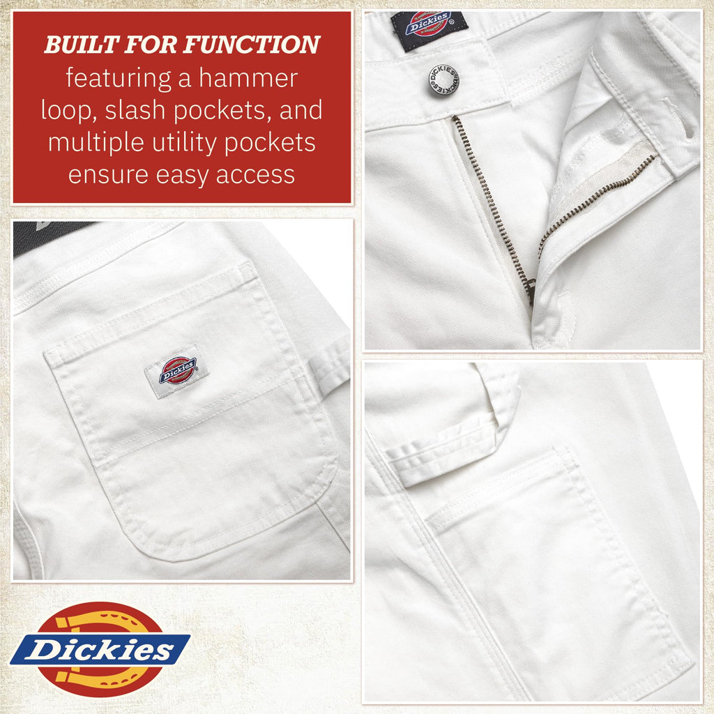 Dickies Womens Work Pants with Belt - Relaxed Fit Straight Leg High Waisted Carpenter Pants for Women with Utility Pockets
