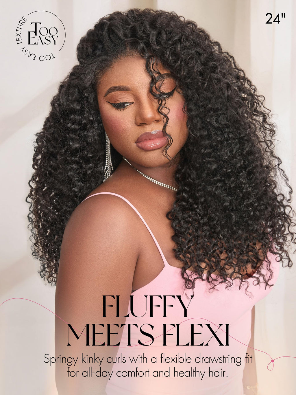 Half Wig Kinky Curly Flexi-Fit Invisi 3 in 1 Wigs Flip Drawstring Wig 200% Density Glueless Wigs 100% Human Hair Natural Black Ready to Go Headband Wig for Women 18 Inches