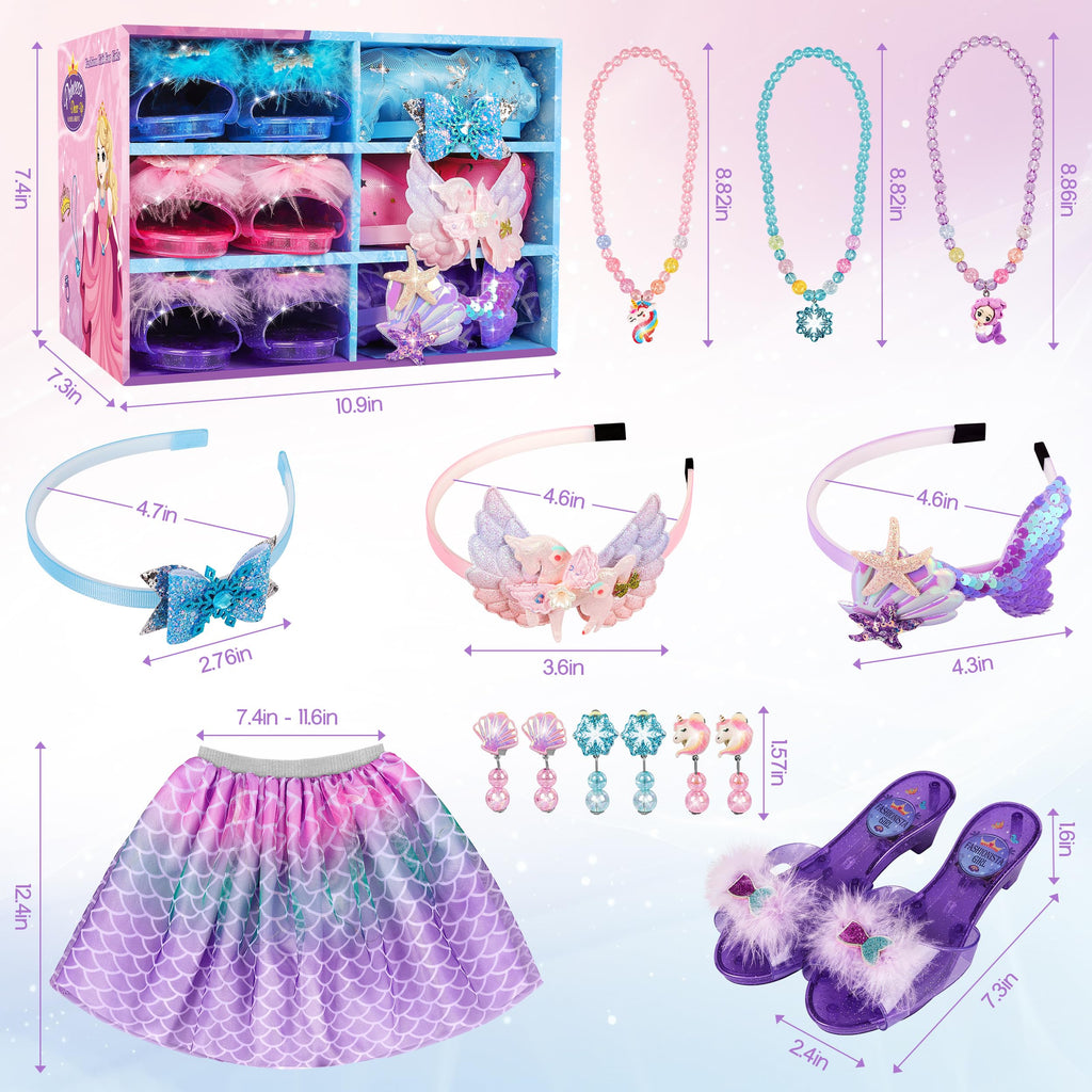LJZJ Princess Dress Up Toys & Jewelry Boutique, Girls Role Play Gift for 3+ Year Old Girl Toddler B-Day Party Favors
