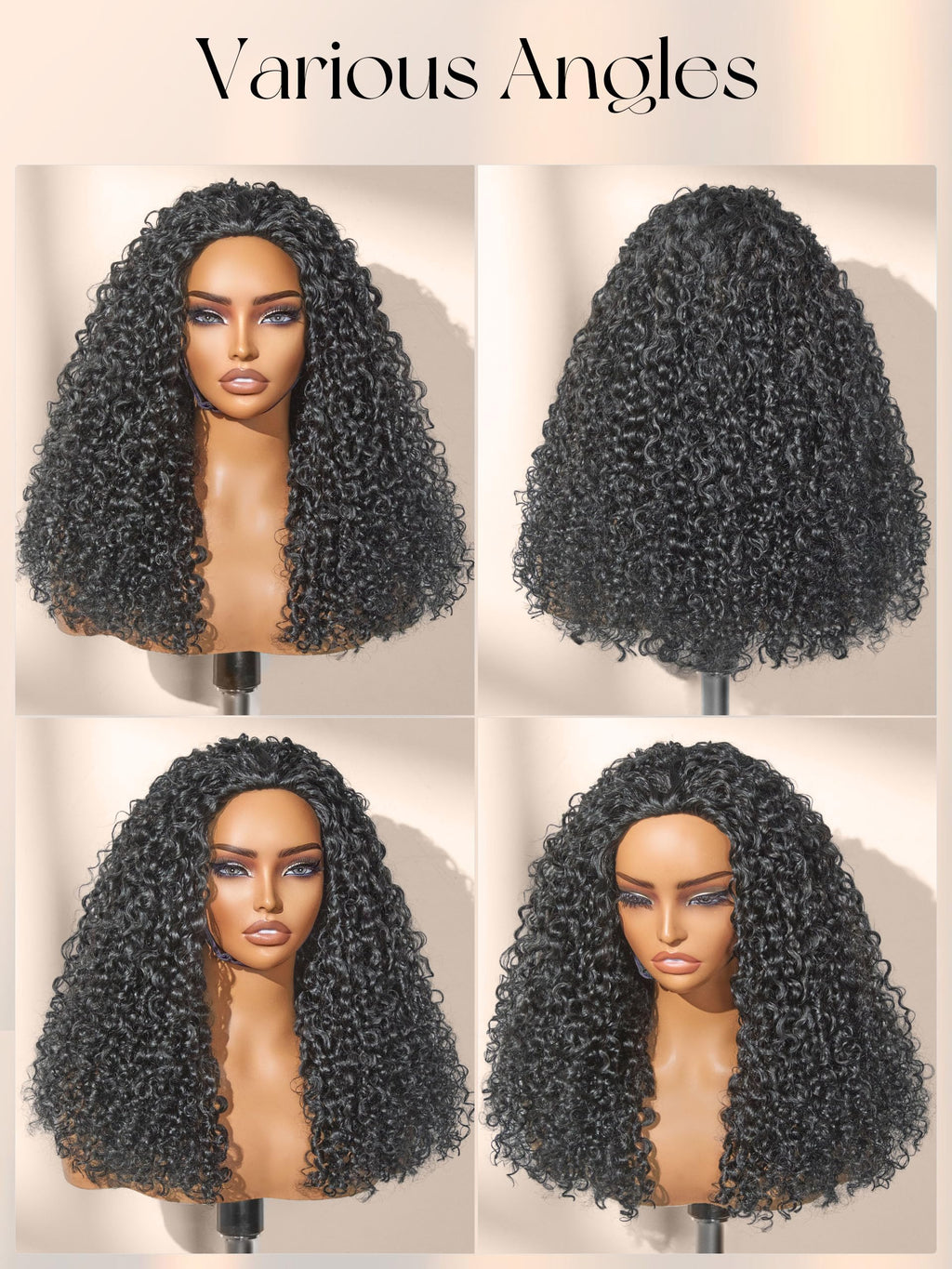 Half Wig Kinky Curly Flexi-Fit Invisi 3 in 1 Wigs Flip Drawstring Wig 200% Density Glueless Wigs 100% Human Hair Natural Black Ready to Go Headband Wig for Women 18 Inches