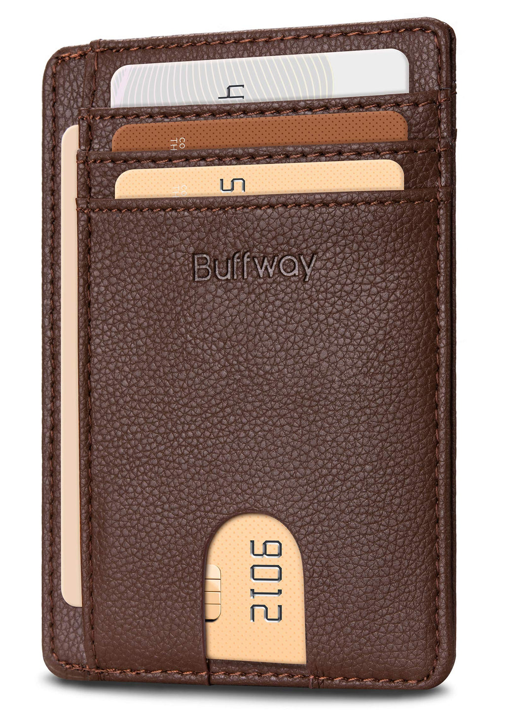 Slim Minimalist Front Pocket RFID Blocking Leather Wallets for Men and Women - Carbon Fiber Black