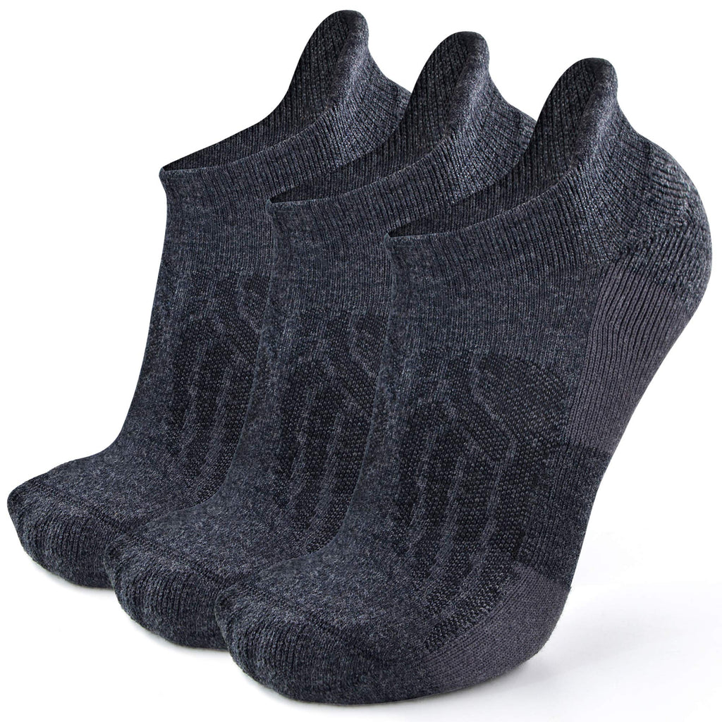 Merino Wool Compression Support Ankle Running Hiking Socks for Men Women, Soft Thick Cushion Tab Socks 3/6 Pairs