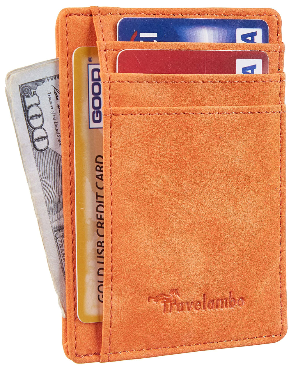 Slim Wallet Front Pocket Minimalist Leather RFID Blocking Medium Size