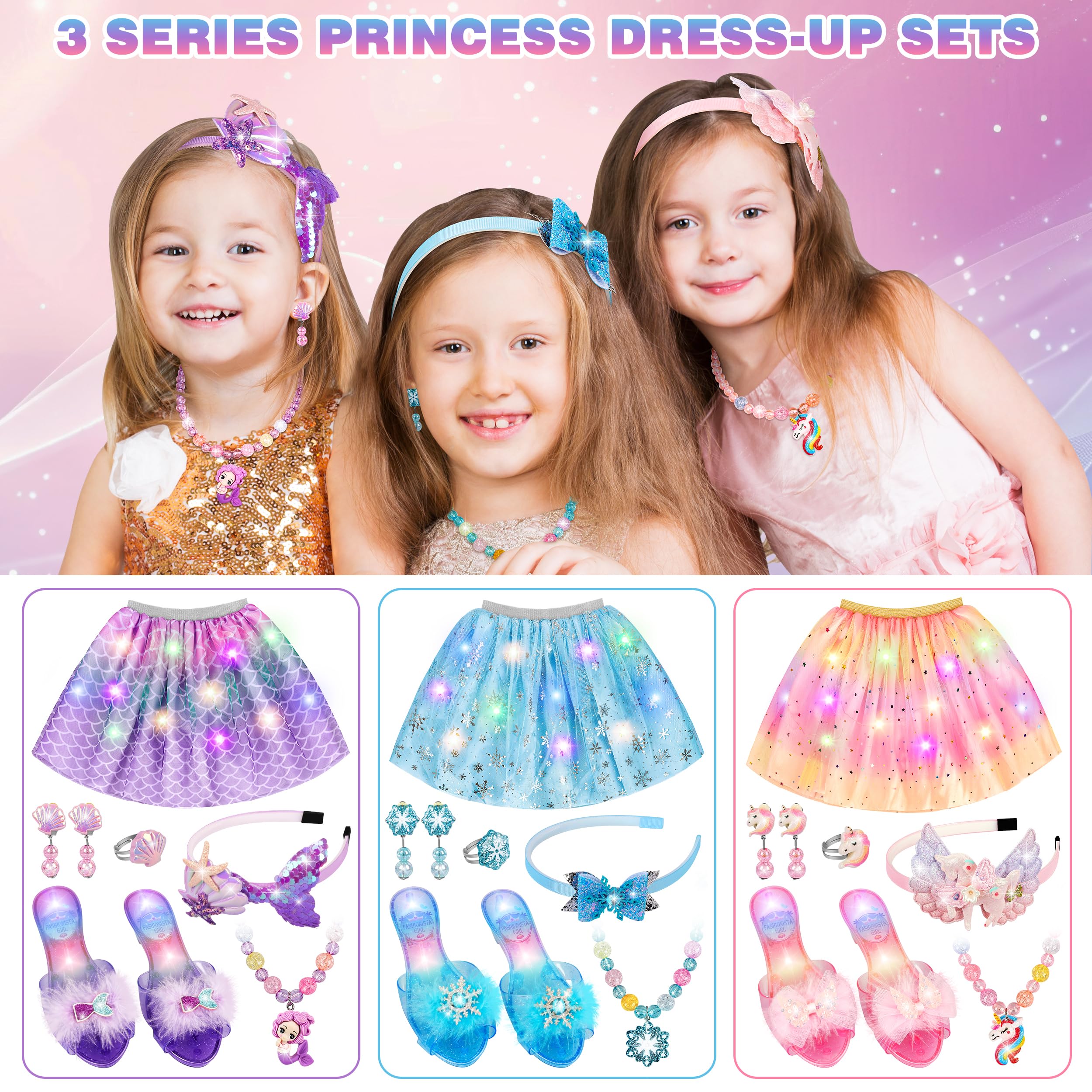 LJZJ Princess Dress Up Toys & Jewelry Boutique, Girls Role Play Gift for 3+ Year Old Girl Toddler B-Day Party Favors