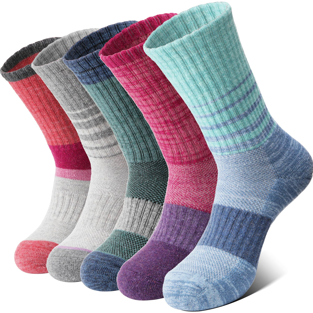 Merino Wool Hiking Socks for Women Thermal Winter Warm Boot Work Cushion Socks 5 Pairs