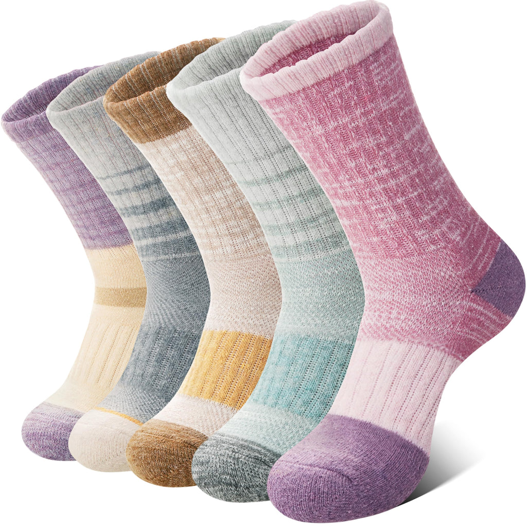 Merino Wool Hiking Socks for Women Thermal Winter Warm Boot Work Cushion Socks 5 Pairs
