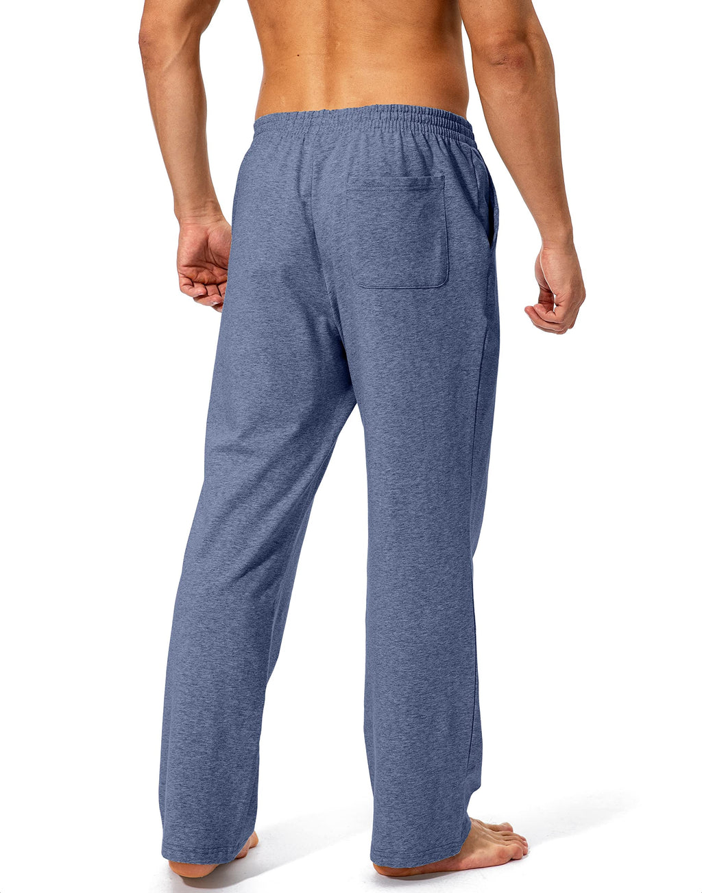 Men's Cotton Yoga Sweatpants Athletic Lounge Pants Open Bottom Casual Jersey Pants for Men with Pockets