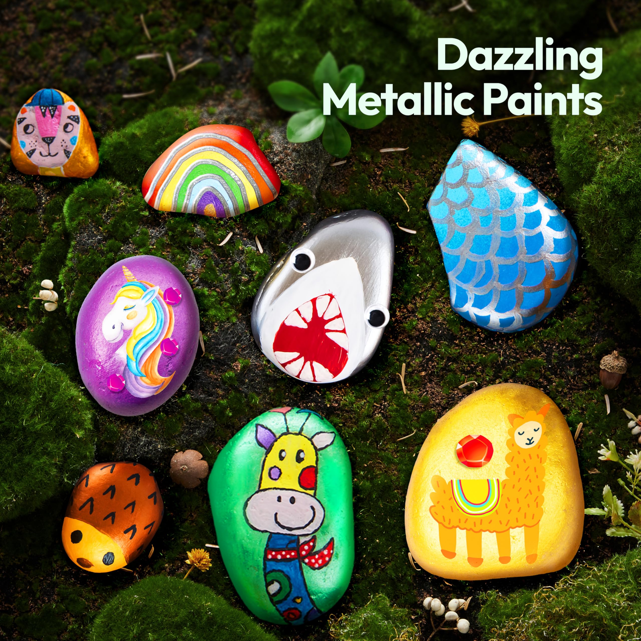 Rock Painting Kit- Glow in The Dark Rock Kit, Arts and Crafts for Kids Ages 6-12, Art Supplies Toy , Kids Craft Paint Kits, Arts & Crafts for Boys Girls Birthday Party Gift Toy