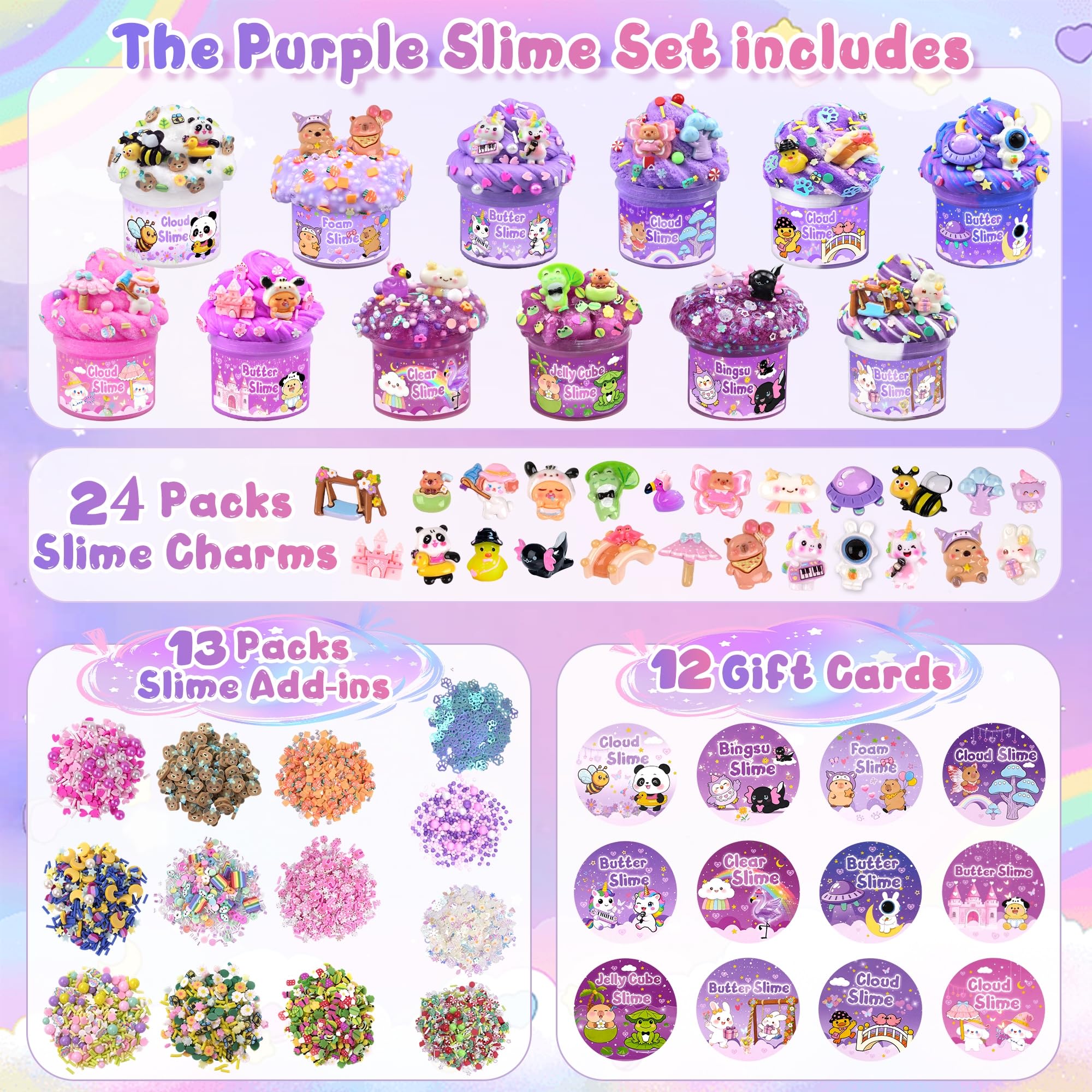 6 Pack Slimes, Pink Slime Kids, Cloud Slime kit for Girls Ages 8-12, Toys for Girls and Boys, for Kids Slime Set Party kit Goodie Bag Stuffers, 4 5 6 7 8 9 10 Year Old Girl Birthday Gift Cute Stuff