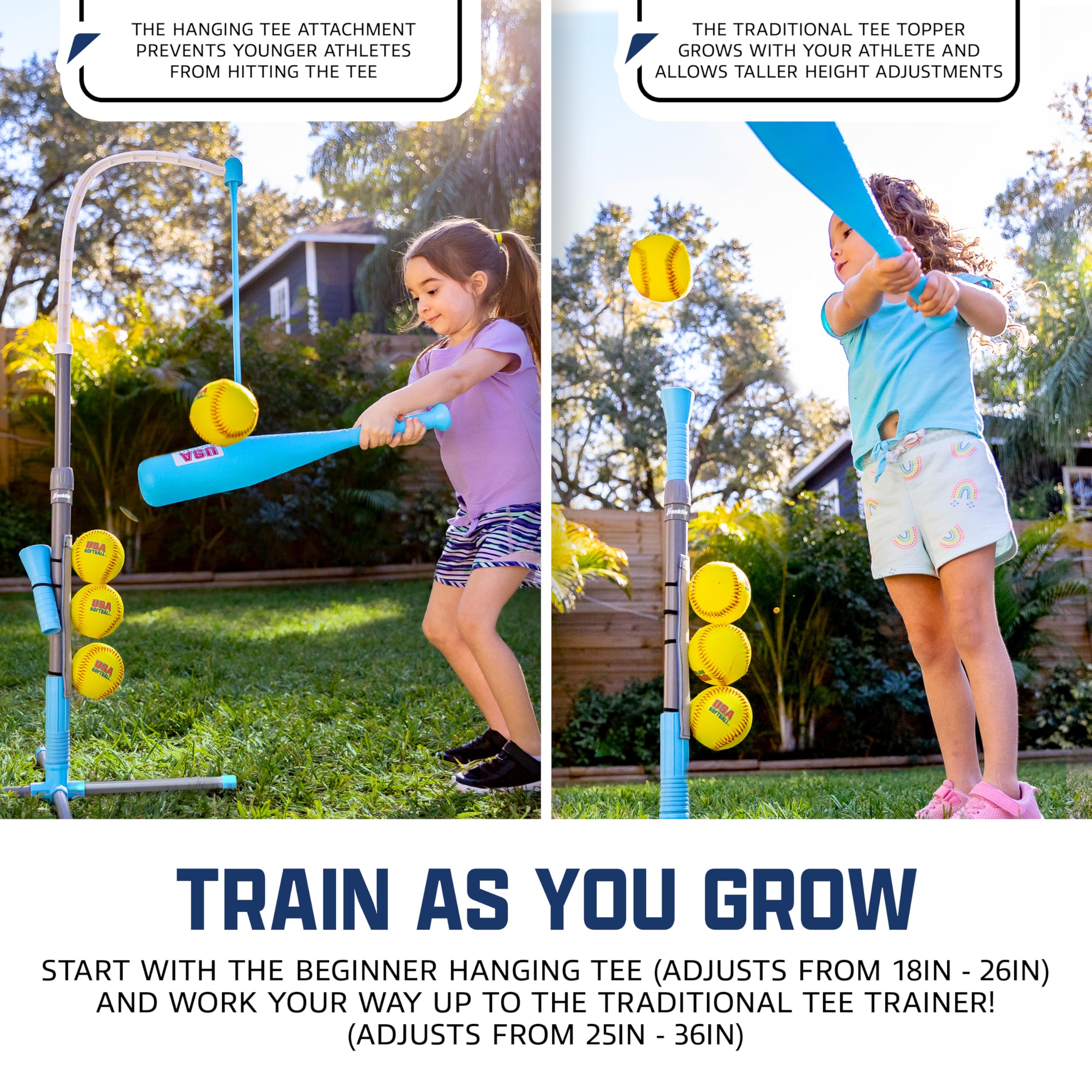 Franklin Sports Grow-with-Me Kids Baseball Batting Tee + Stand Set for Youth + Toddlers - Youth Baseball, Softball + Teeball Hitting Tee Set for Boys + Girls