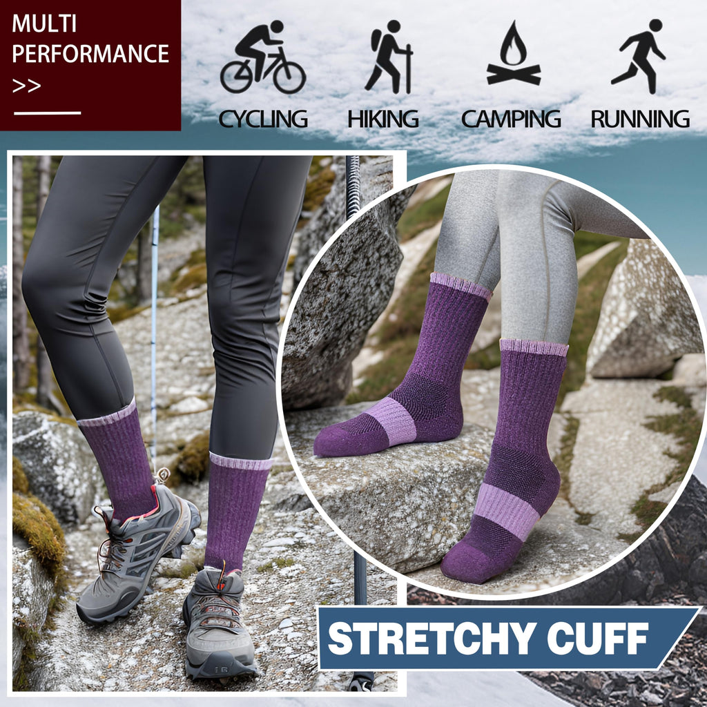 Merino Wool Hiking Socks for Women Thermal Winter Warm Boot Work Cushion Socks 5 Pairs