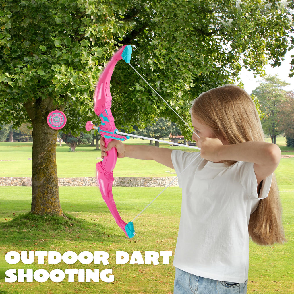 JOYIN Kids Bow and Arrow Set, LED Light Up Archery Toy Set with 9 Suction Cup Arrows, Target & Arrow Case, Indoor and Outdoor Hunting Play Gift Toys for Kids, Boys & Girls Ages 6-12