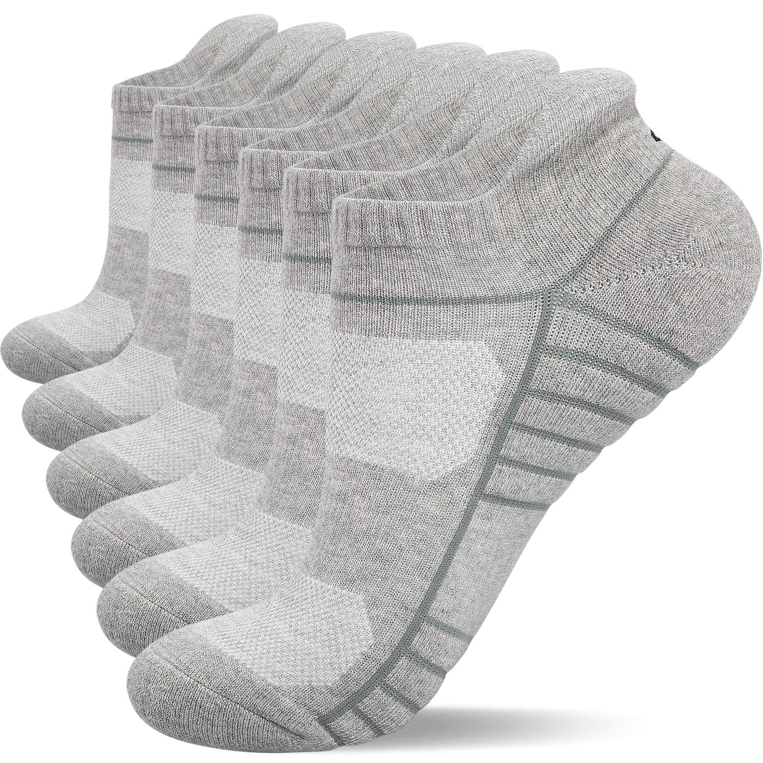 Athletic Running Ankle Socks, Low Cut Cushioned Anti-Blister Tab Sports Socks Men Women 6Pairs