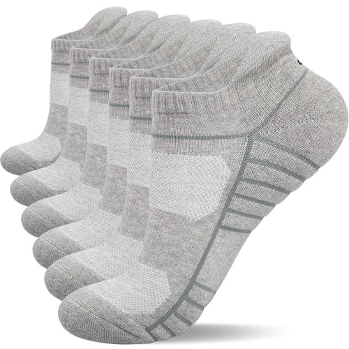 Athletic Running Ankle Socks, Low Cut Cushioned Anti-Blister Tab Sports Socks Men Women 6Pairs