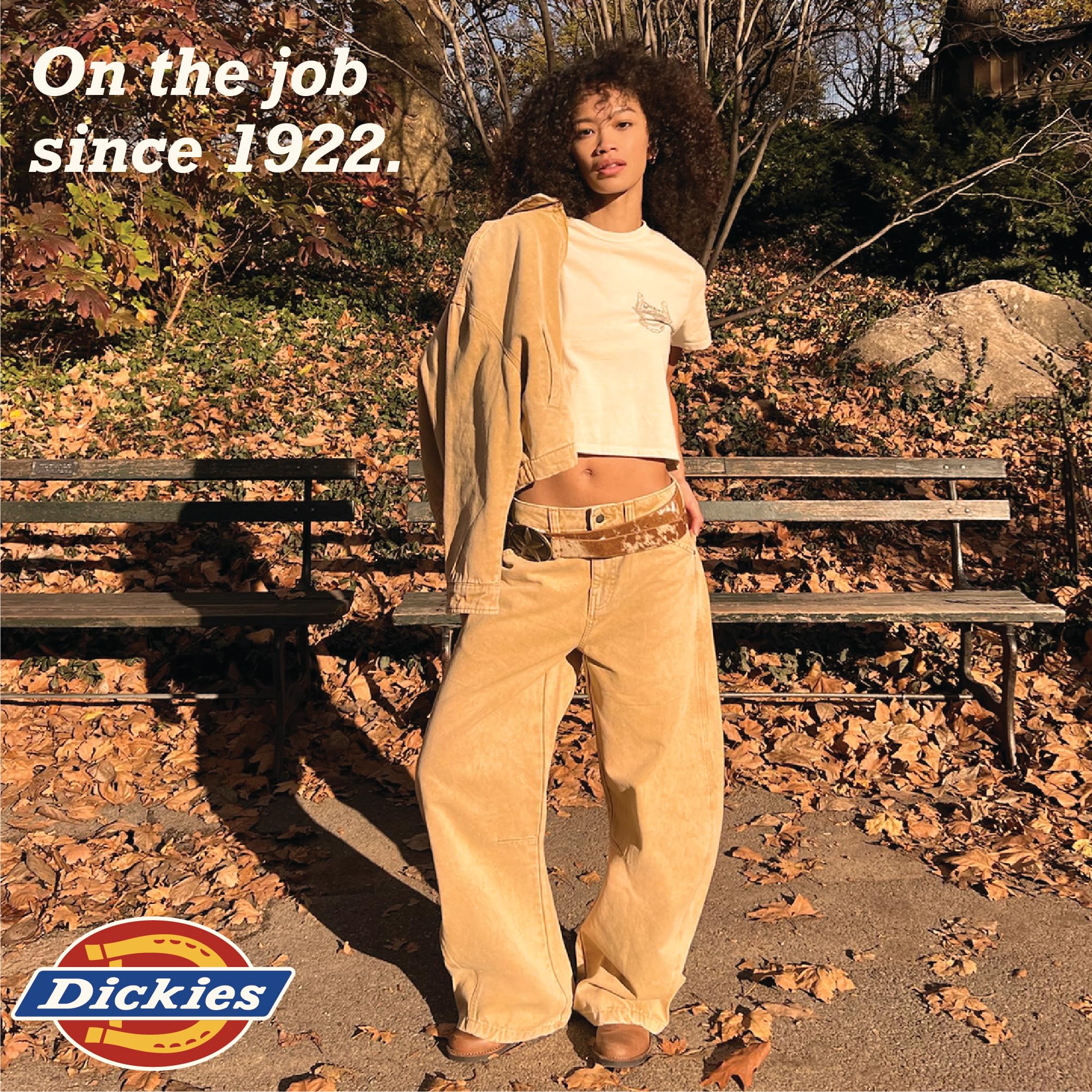 Dickies Womens Work Pants with Belt - Relaxed Fit Straight Leg High Waisted Carpenter Pants for Women with Utility Pockets