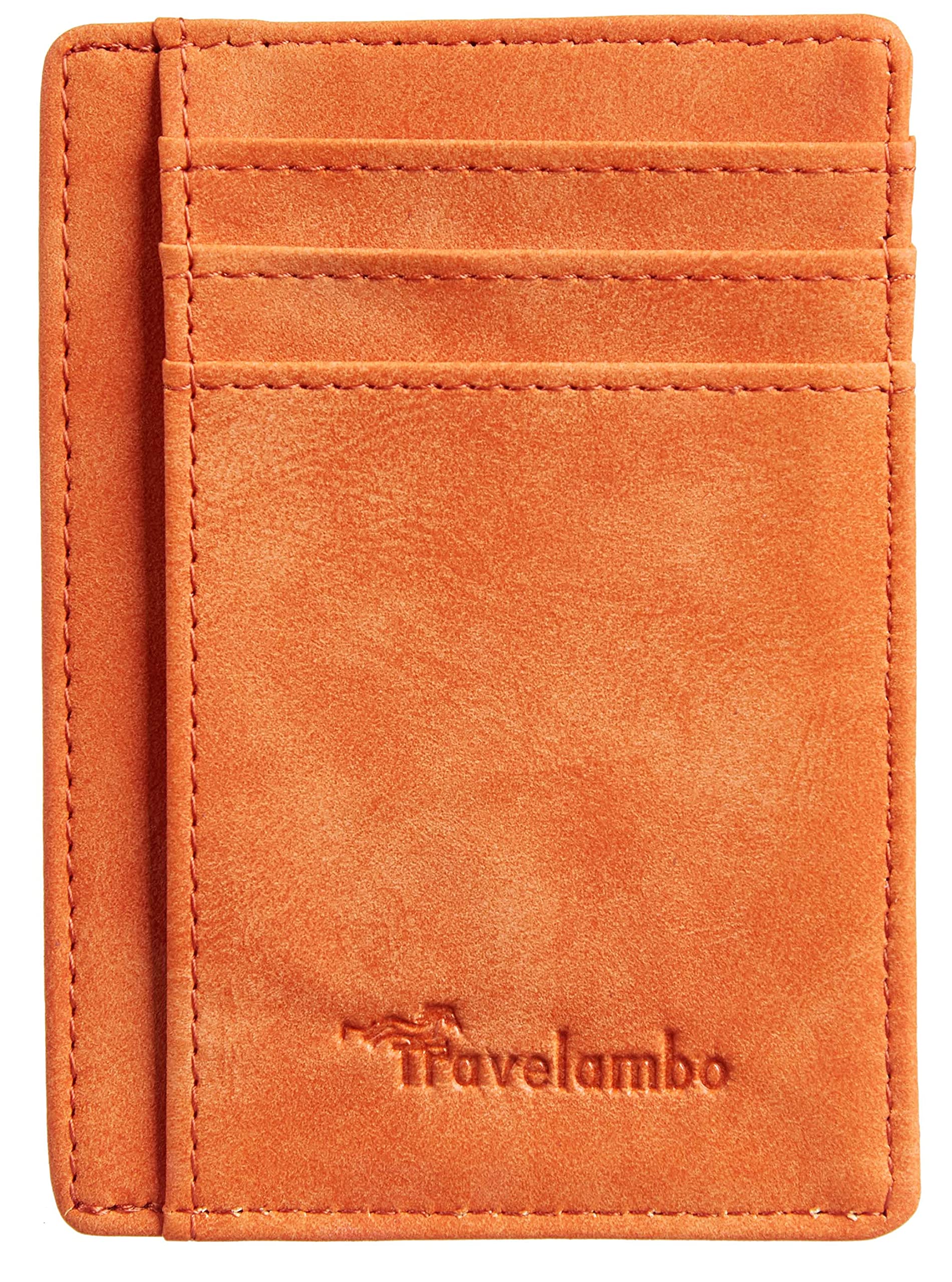 Slim Wallet Front Pocket Minimalist Leather RFID Blocking Medium Size