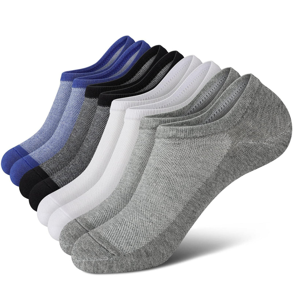 No Show Socks Men, Low Cut Ankle Short Casual Cotton Socks with Non Slip Grips 6-10/11-13