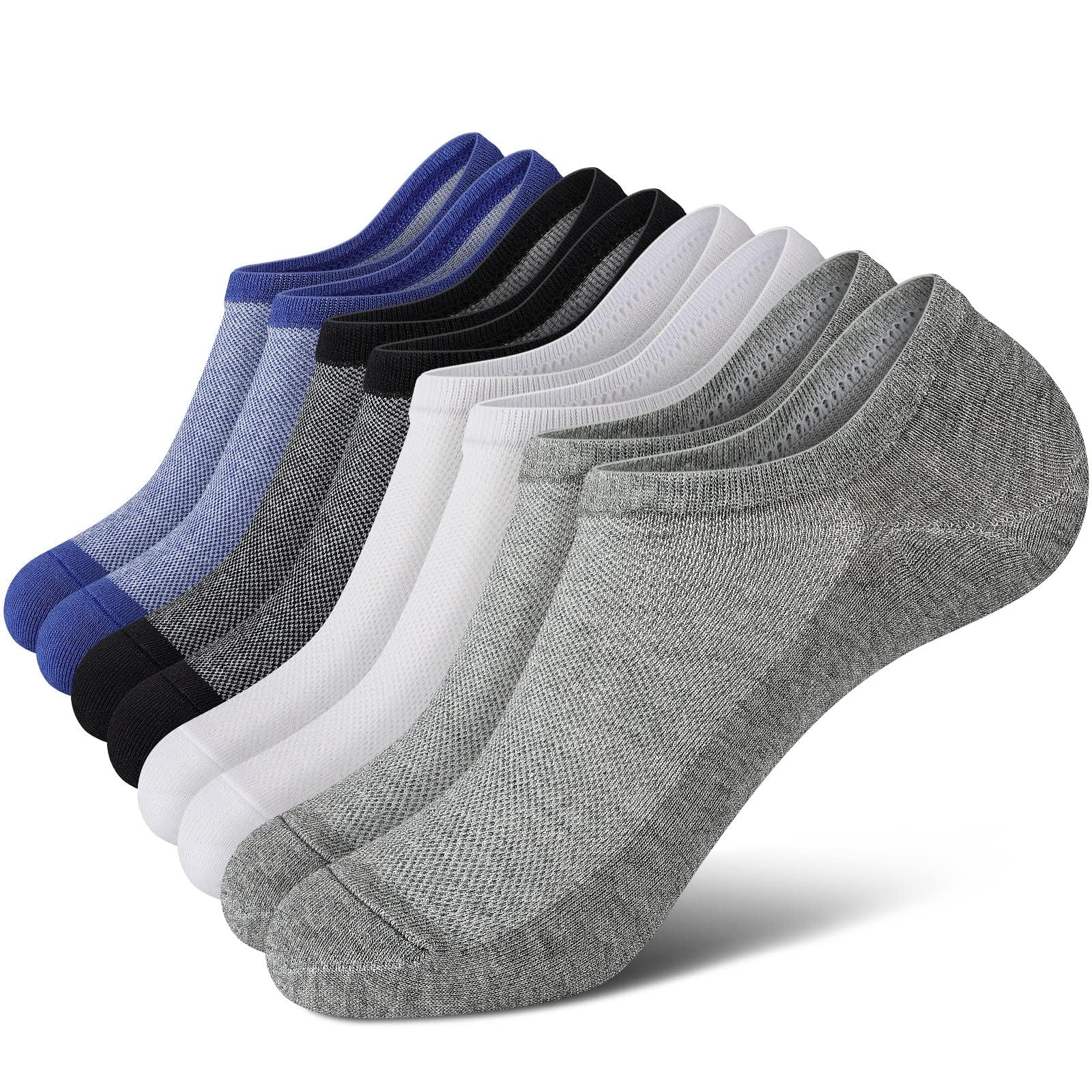No Show Socks Men, Low Cut Ankle Short Casual Cotton Socks with Non Slip Grips 6-10/11-13