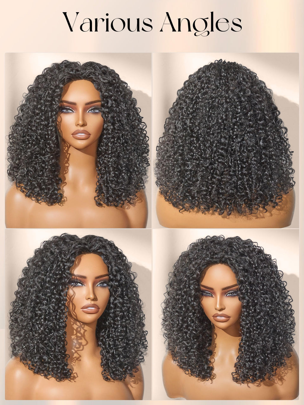 Half Wig Kinky Curly Flexi-Fit Invisi 3 in 1 Wigs Flip Drawstring Wig 200% Density Glueless Wigs 100% Human Hair Natural Black Ready to Go Headband Wig for Women 18 Inches