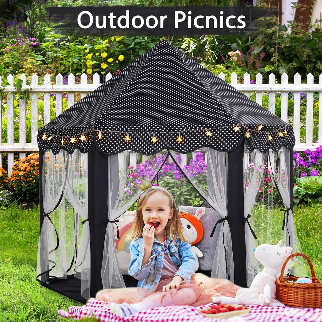 Monobeach Princess Tent Girls Large Playhouse Kids Castle Play Tent with Star Lights Toy for Children Indoor and Outdoor Games, 55'' x 53'' (DxH)