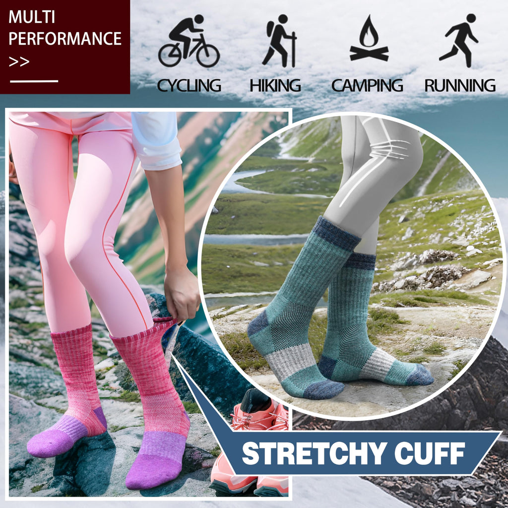 Merino Wool Hiking Socks for Women Thermal Winter Warm Boot Work Cushion Socks 5 Pairs