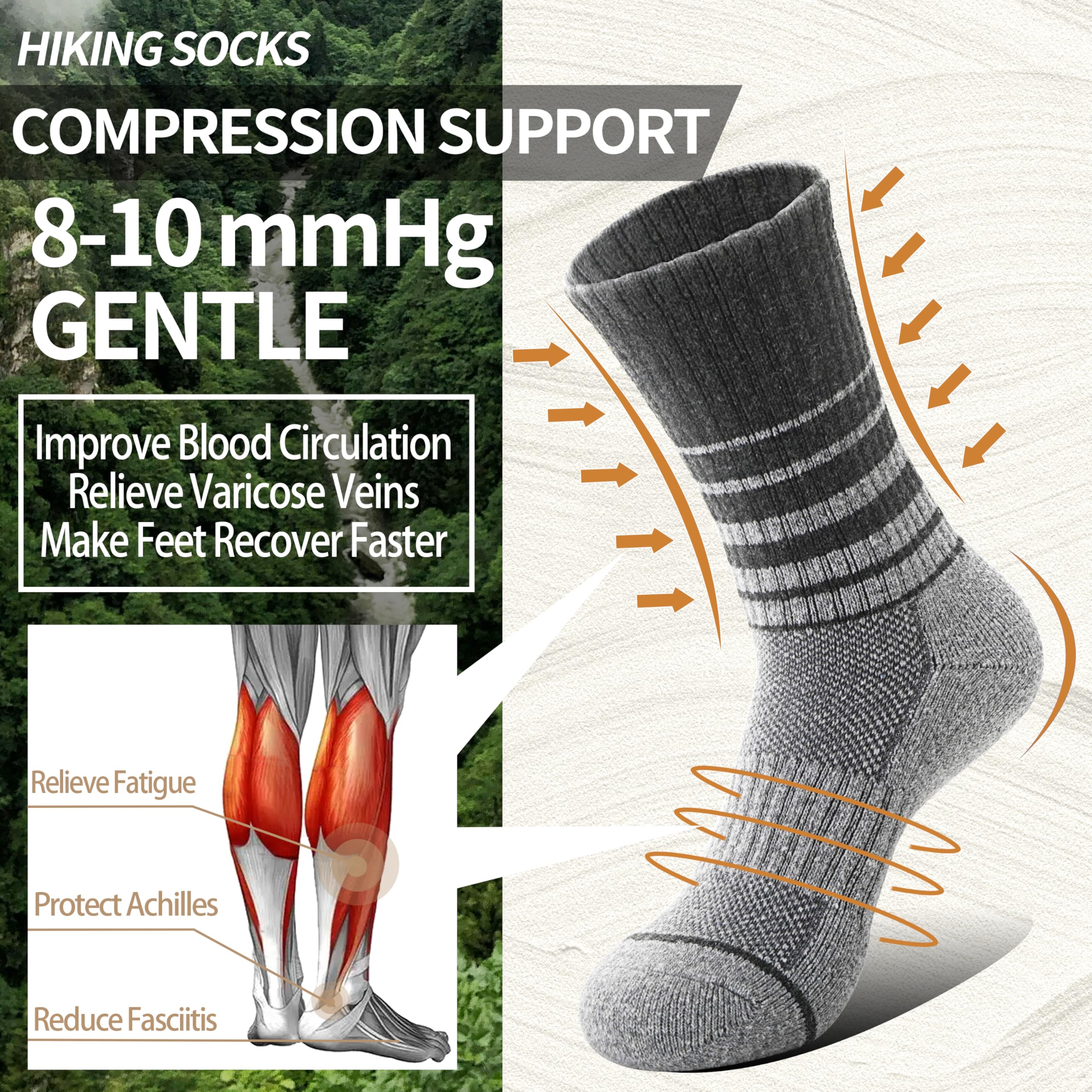 Merino Wool Hiking Socks for Women Thermal Winter Warm Boot Work Cushion Socks 5 Pairs