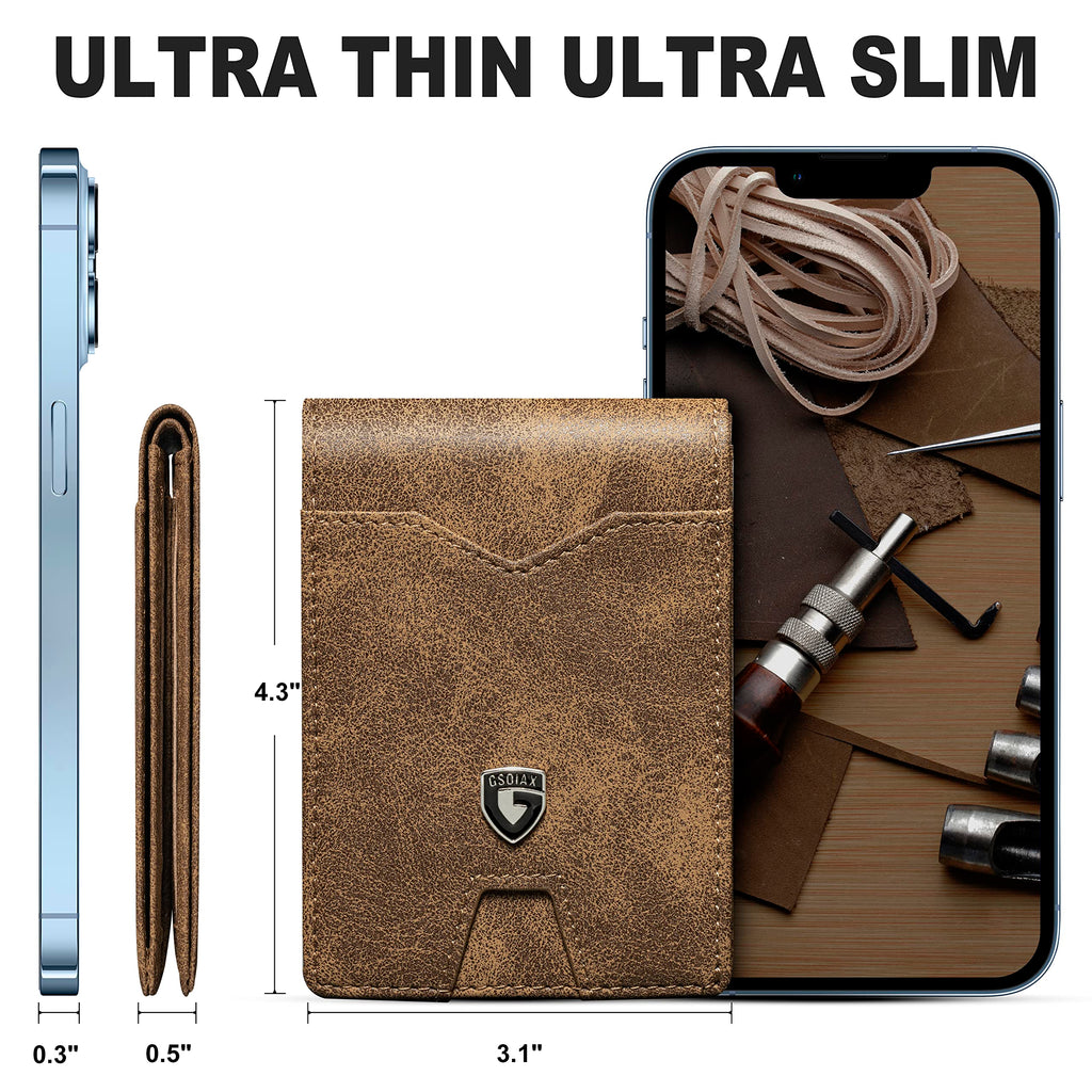 Slim Wallet for Men Rfid Blocking Leather Bifold Front Pocket Carbon Fiber Men's Money Clips Credit Card Holder With Gift Box