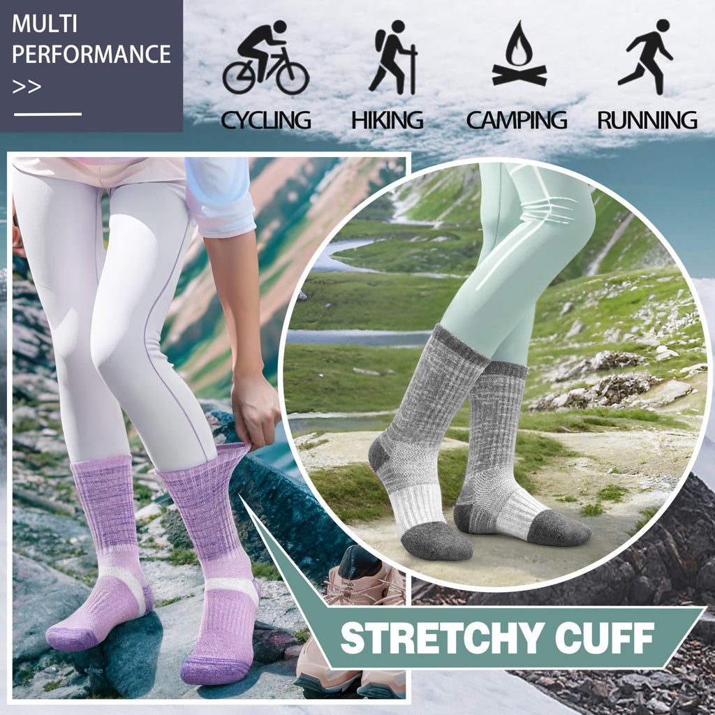 Merino Wool Hiking Socks for Women Thermal Winter Warm Boot Work Cushion Socks 5 Pairs