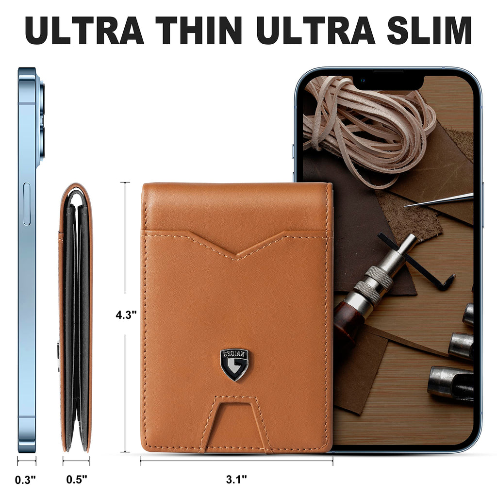 Slim Wallet for Men Rfid Blocking Leather Bifold Front Pocket Carbon Fiber Men's Money Clips Credit Card Holder With Gift Box