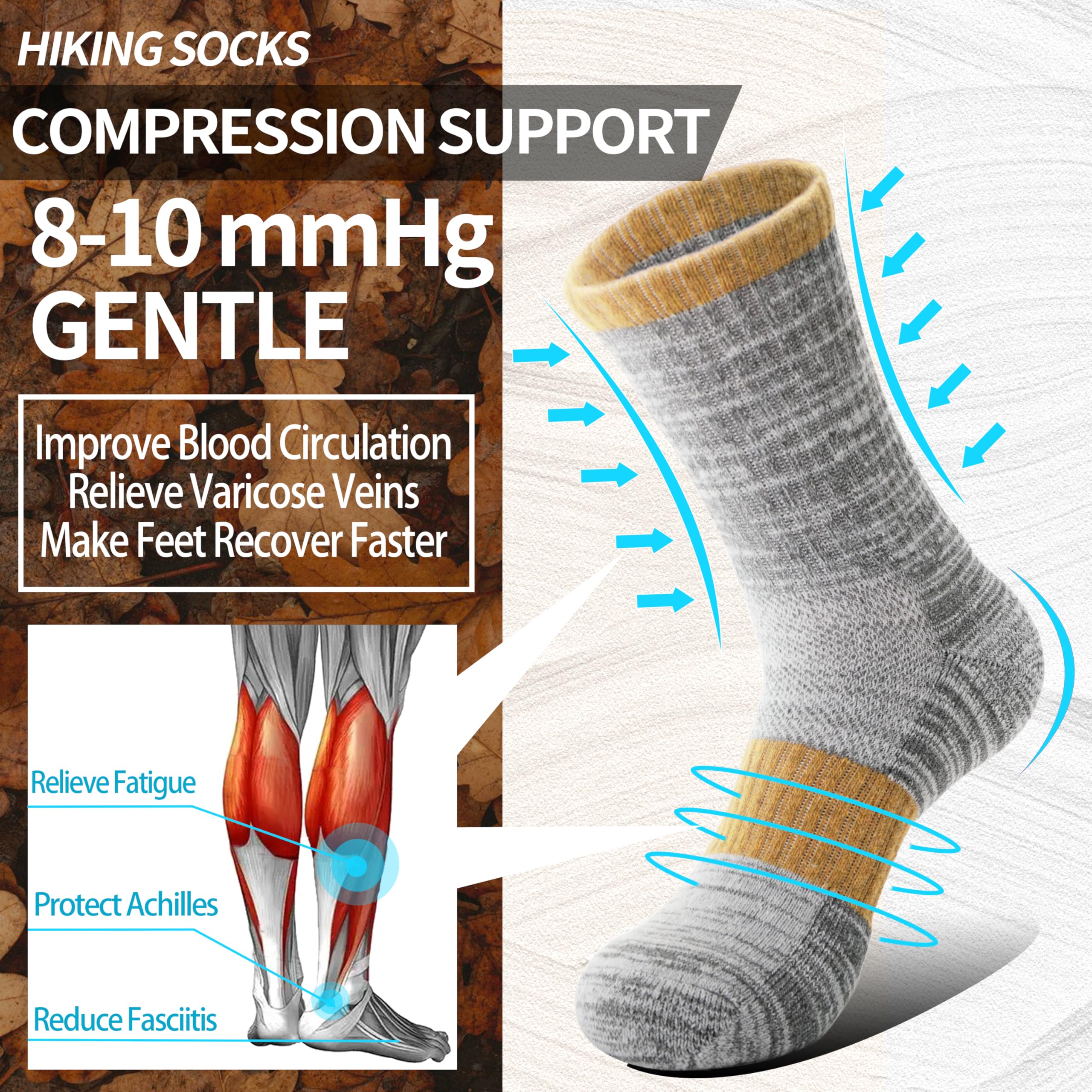 Merino Wool Hiking Socks for Women Thermal Winter Warm Boot Work Cushion Socks 5 Pairs